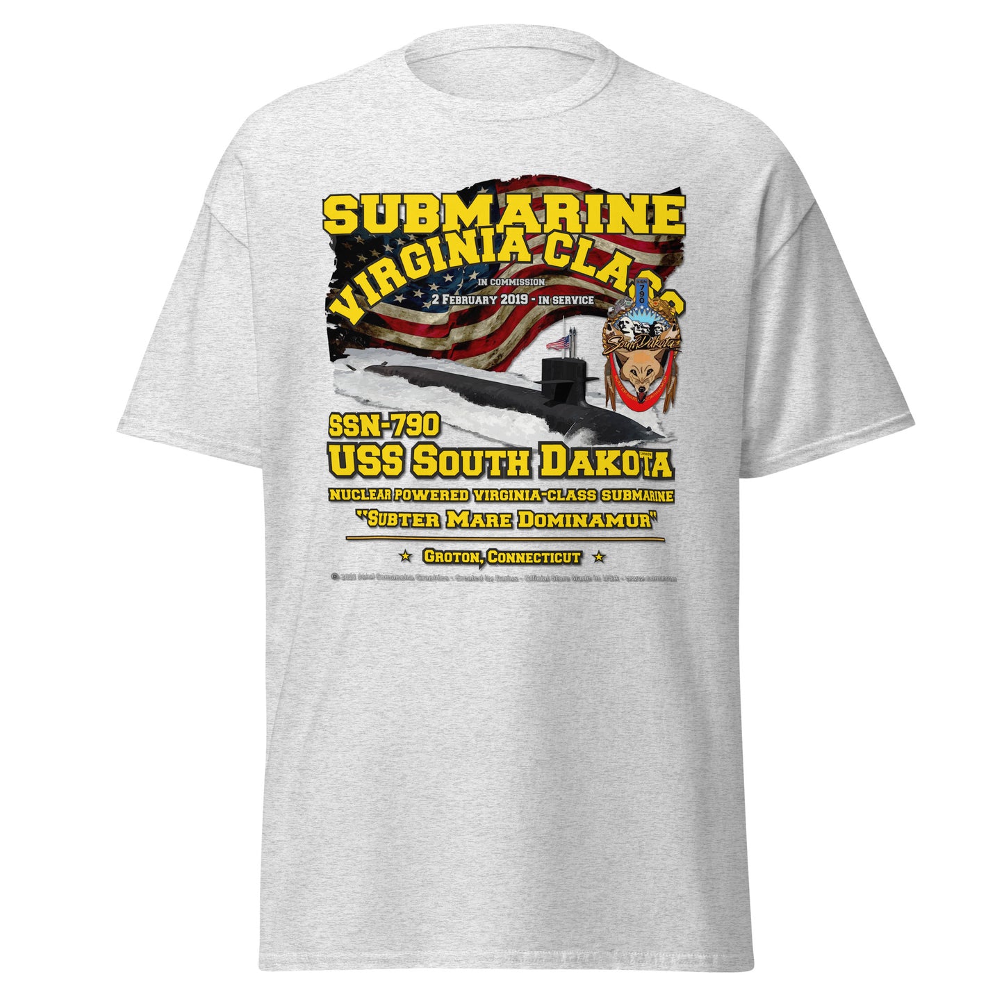 USS SOUTH DAKOTA SSN-790 Submarine Veterans T-shirt, Comancha Navy Tees,