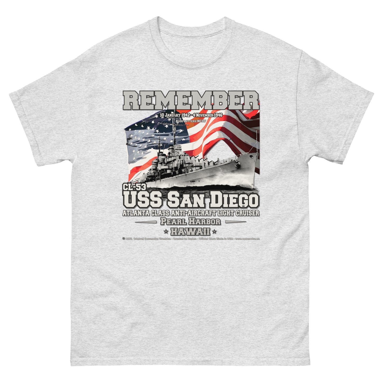 USS SAN DIEGO CL-53 Light Cruiser t-shirt