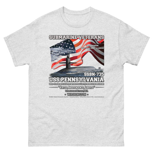 USS PENSYLVANIA SSN-735 Submarine Veterans Classic T-Shirt, Comancha t-shirts,