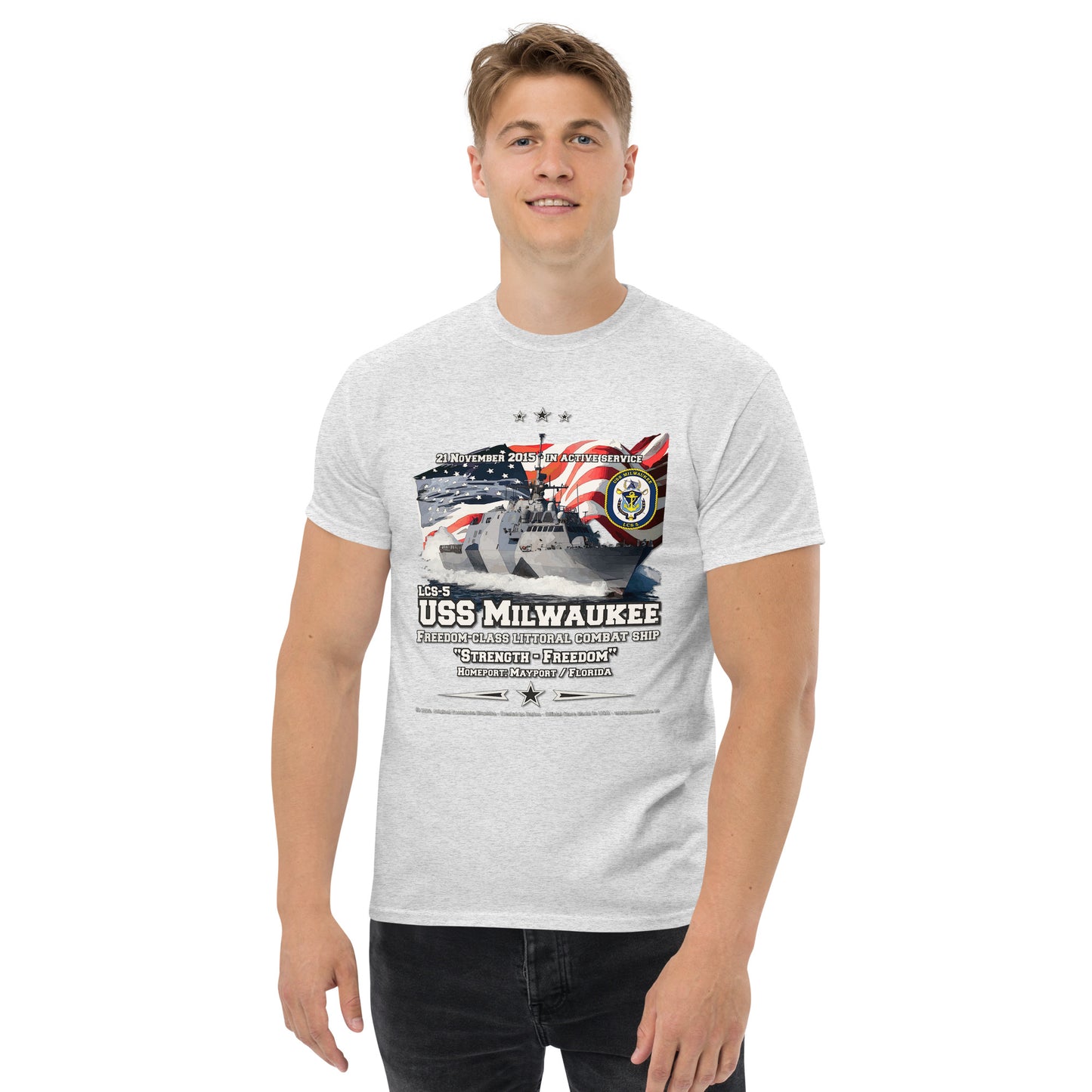 USS MILWAUKEE LCS-5 Littoral Combat Ship T-Shirt