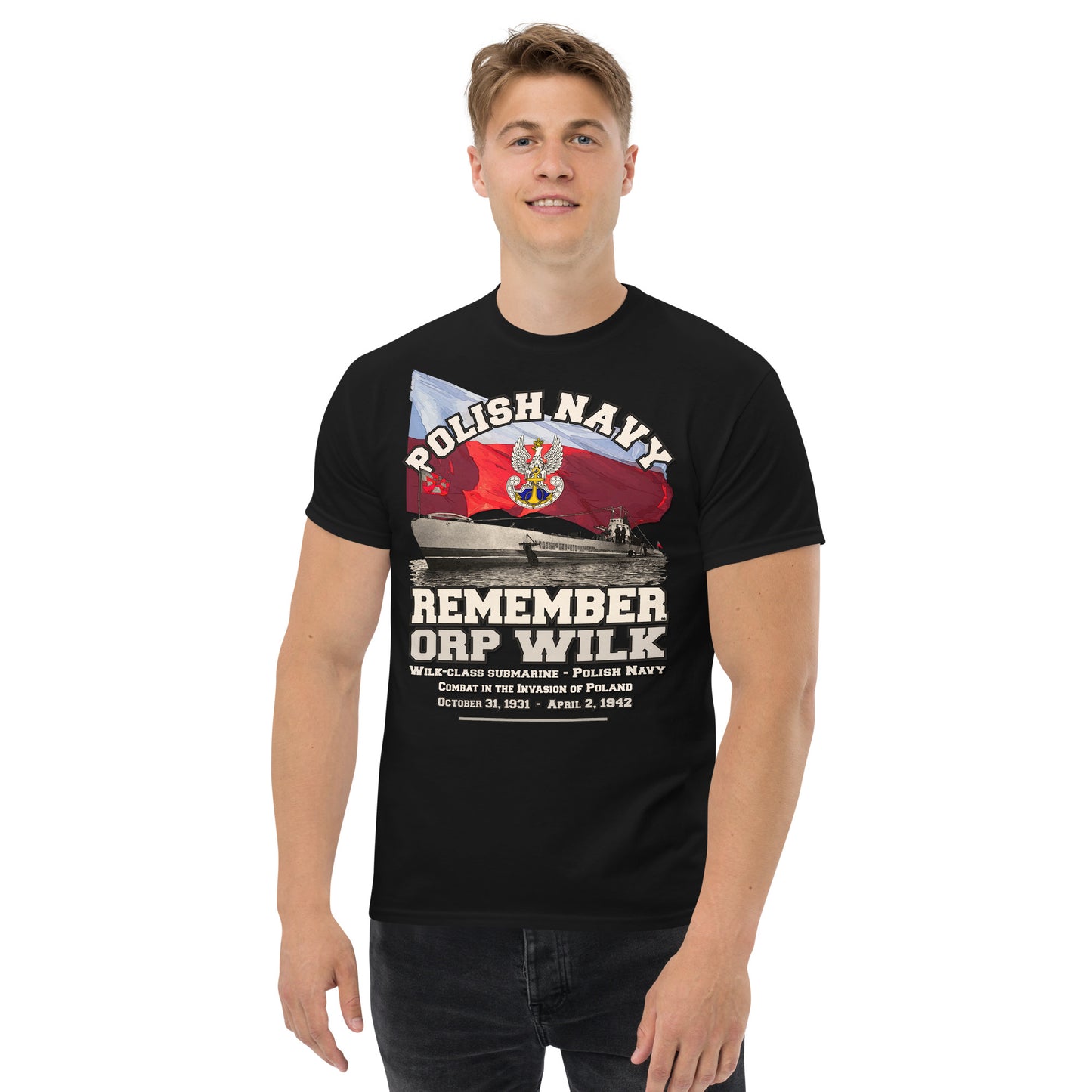 ORP Wilk submarine tee, ORP Wilk T-shirt,ORP Wilk Polish Navy Submarine ww2, Comancha design,