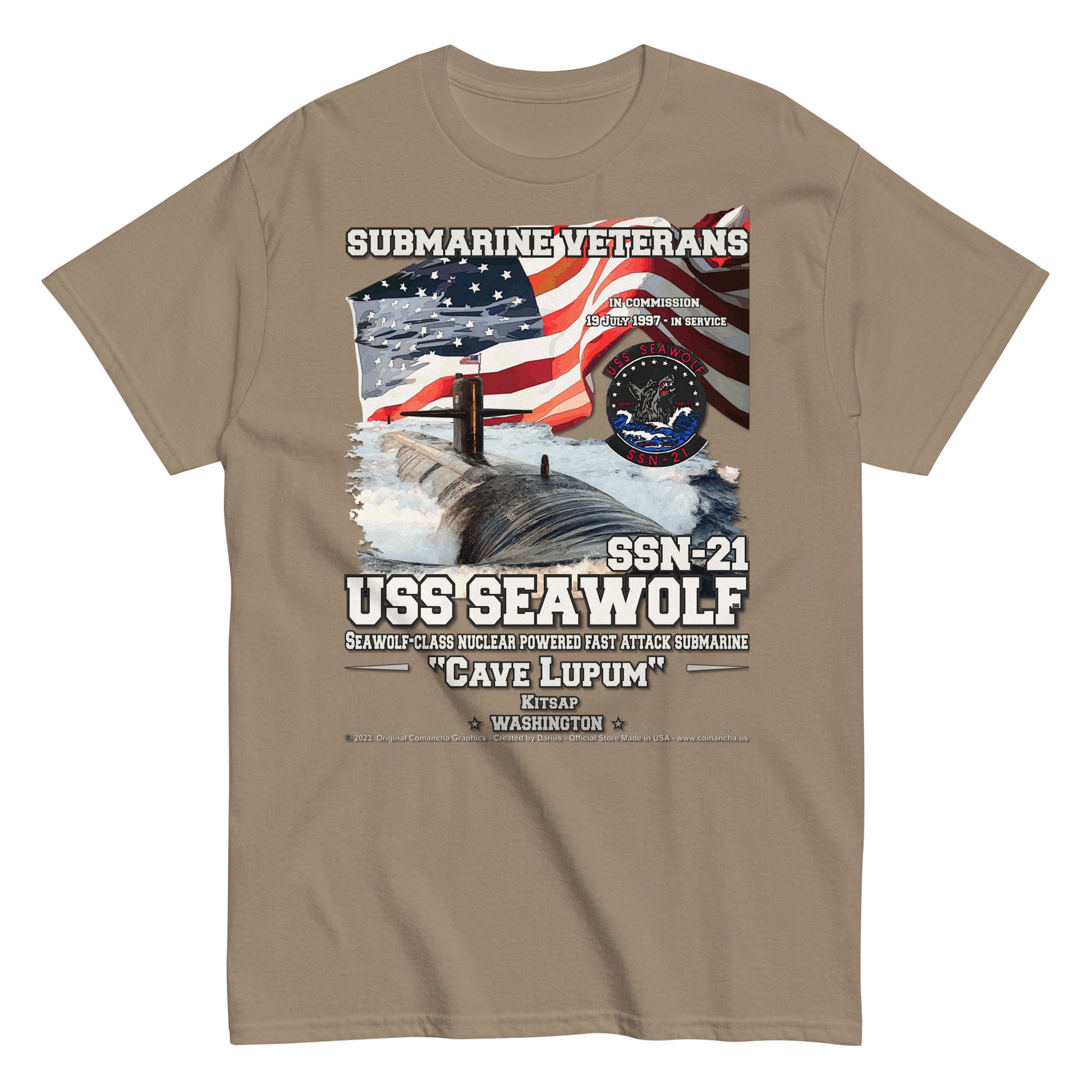 USS SEAWOLF SSN-21 Submarine Veterans T-shirt, Comancha Navy Tees,