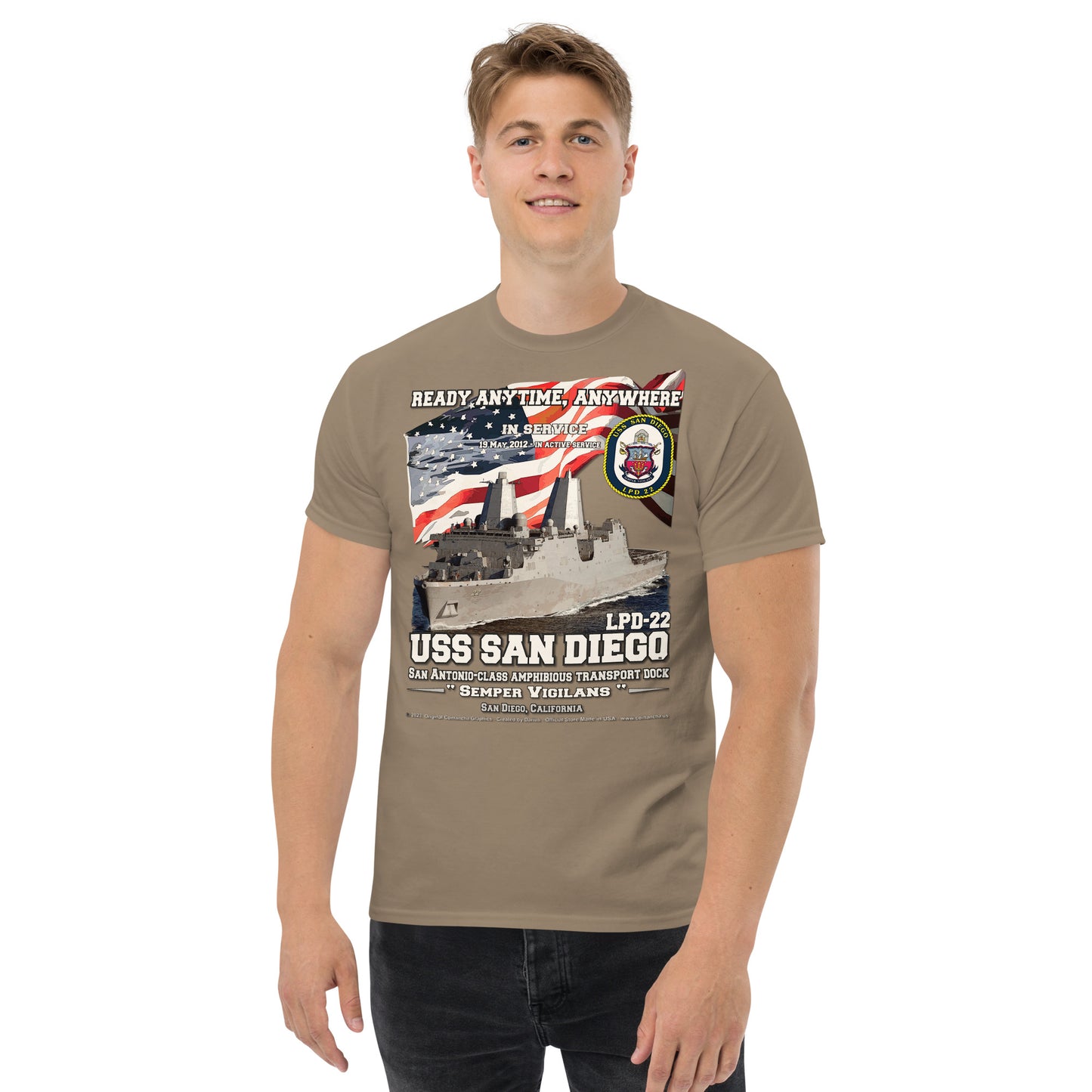 USS SAN DIEGO LPD-22 Amphibious Transport dock T-Shirt, Comancha design,