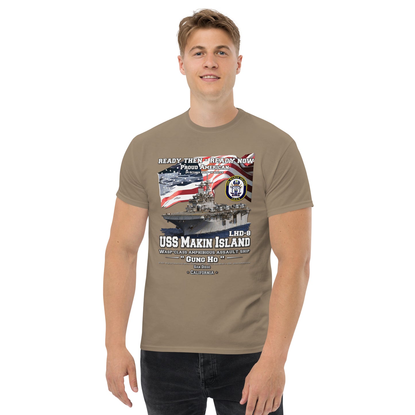 USS MAKIN ISLAND LHD-8 Amphibious Assault Ship Veterans Classic T-Shirts, Wasp-Class Ship Navy Veterans T-shirt,