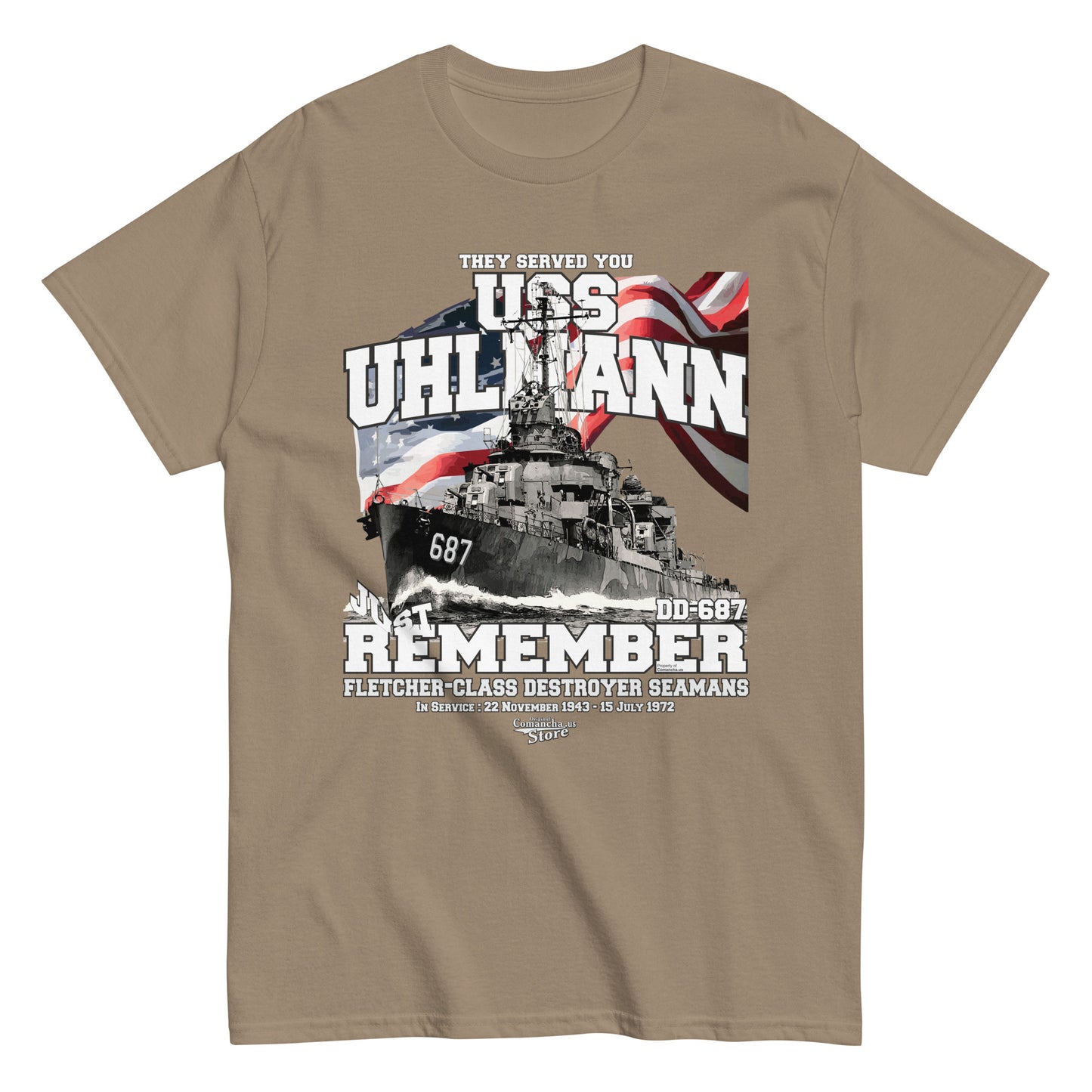 USS Uhlmann DD-687 destroyer t-shirt