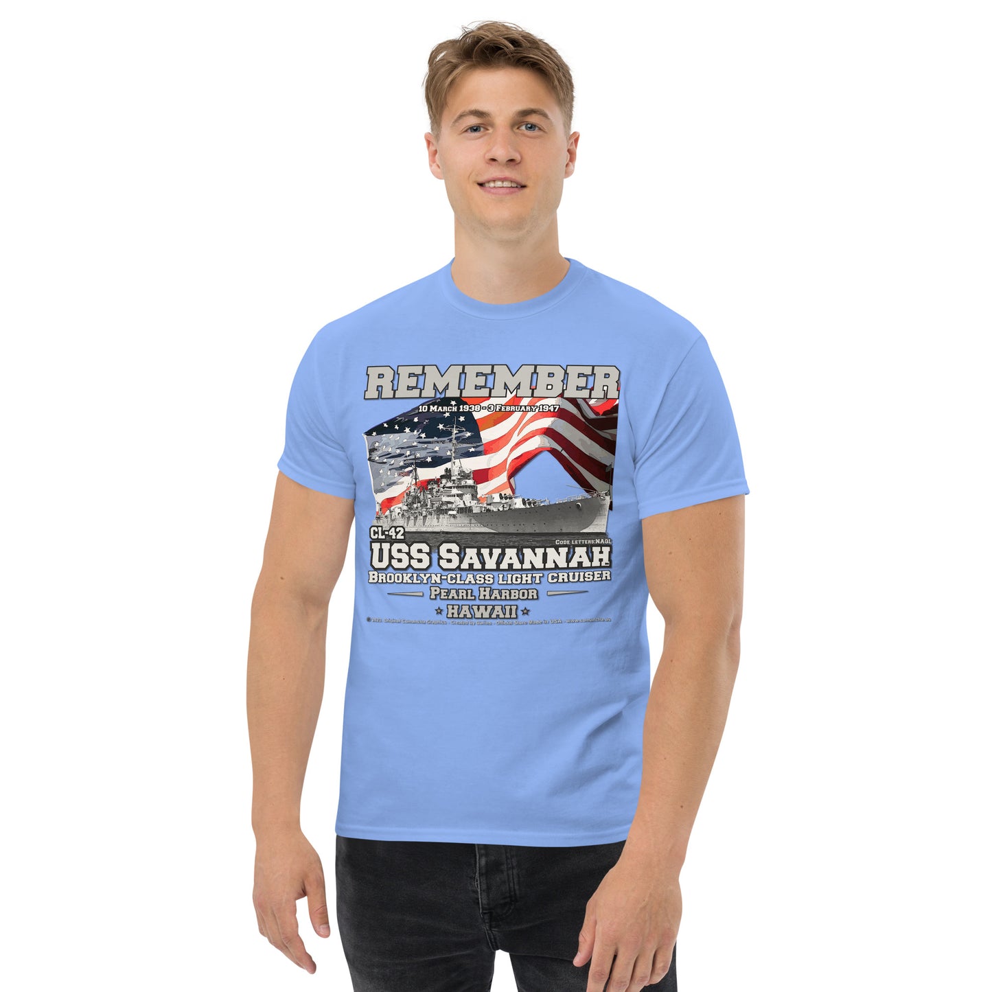 USS SAVANNAH CL-42 Light Cruiser Veterans t-shirt