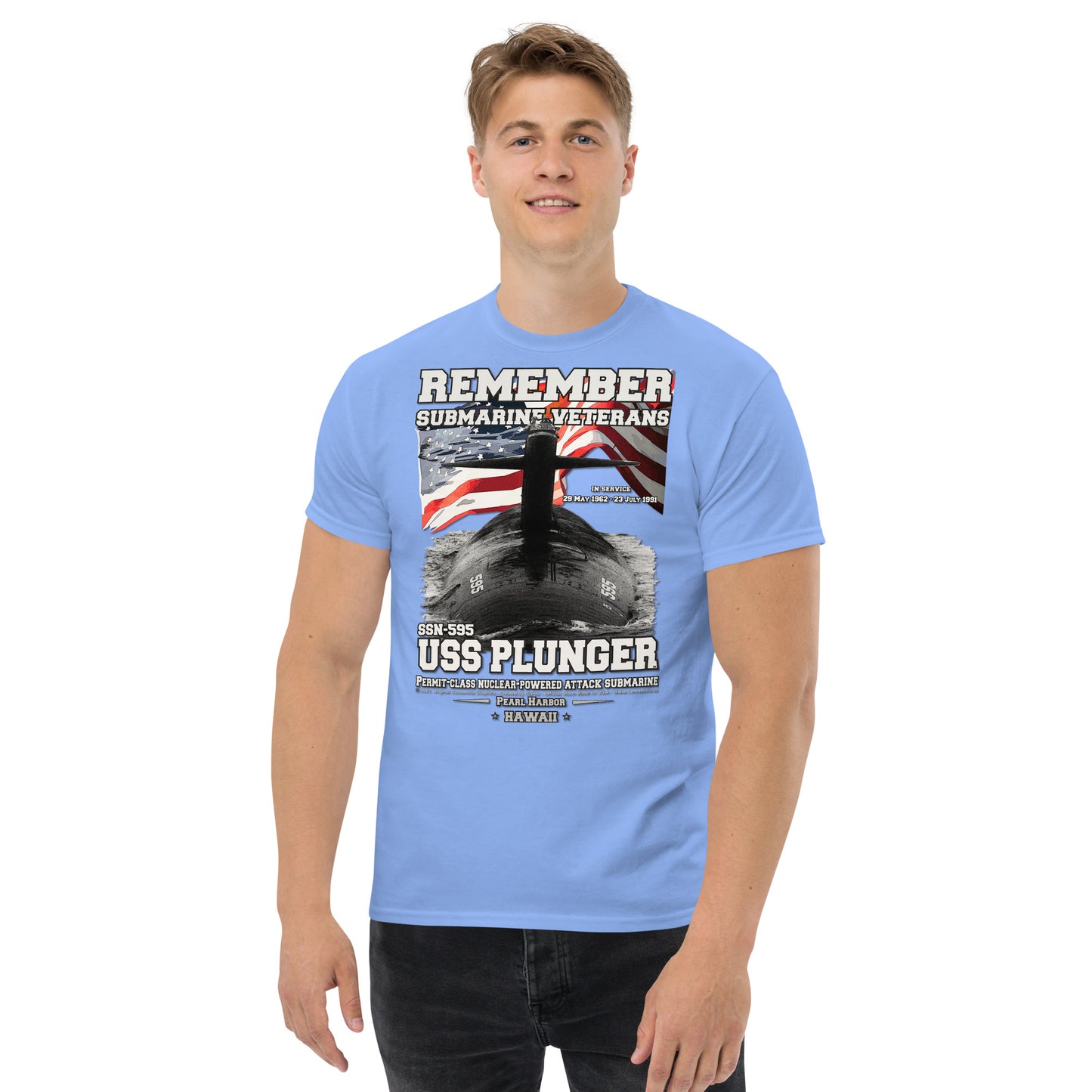 USS PLUNGER SSN-595 Submarine Veterans Classic T-Shirt, Comancha Navy T-shirts,