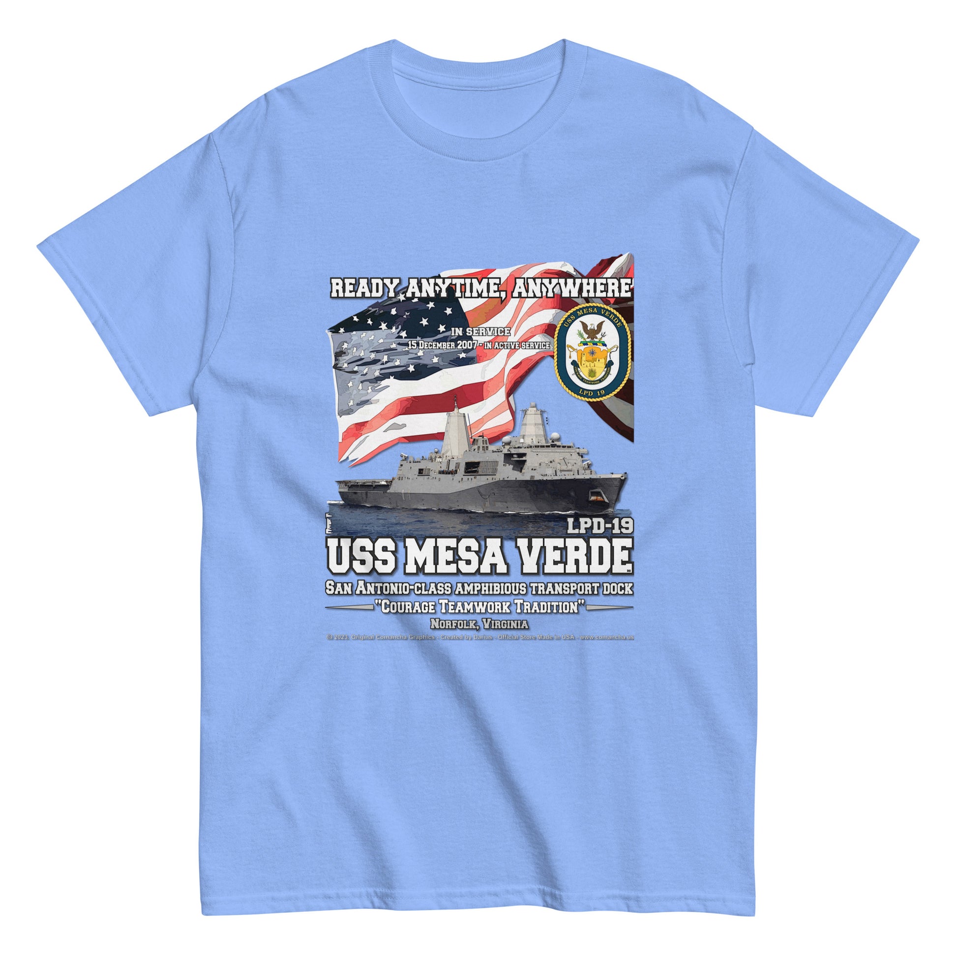 USS MESA VERDE LPD-19 Amphibious Transport Dock Classic T-Shirt, Comancha Navy T-shirts,