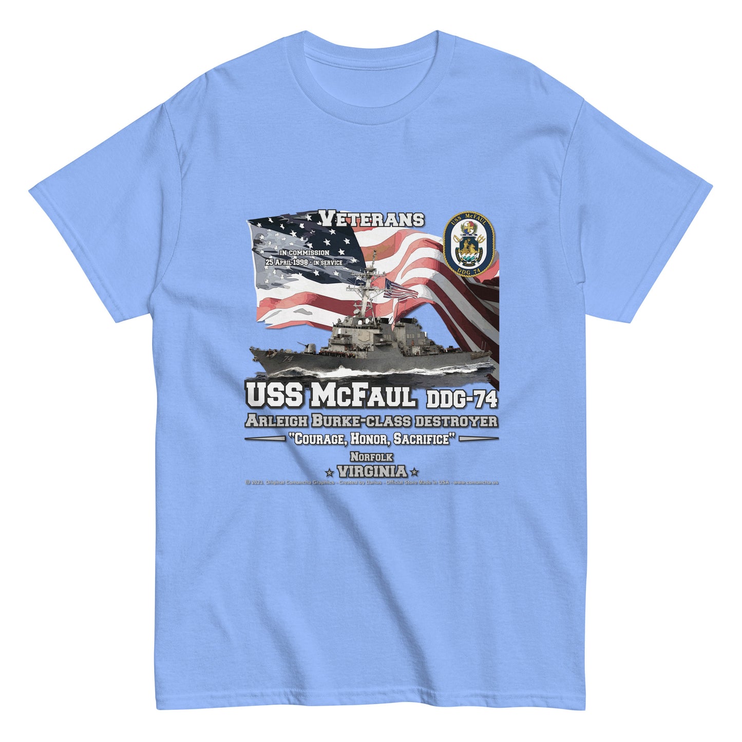 USS McFAUL DDG-74 Destroyer Veterans Classic T-Shirt, Comancha Navy T-shirts,