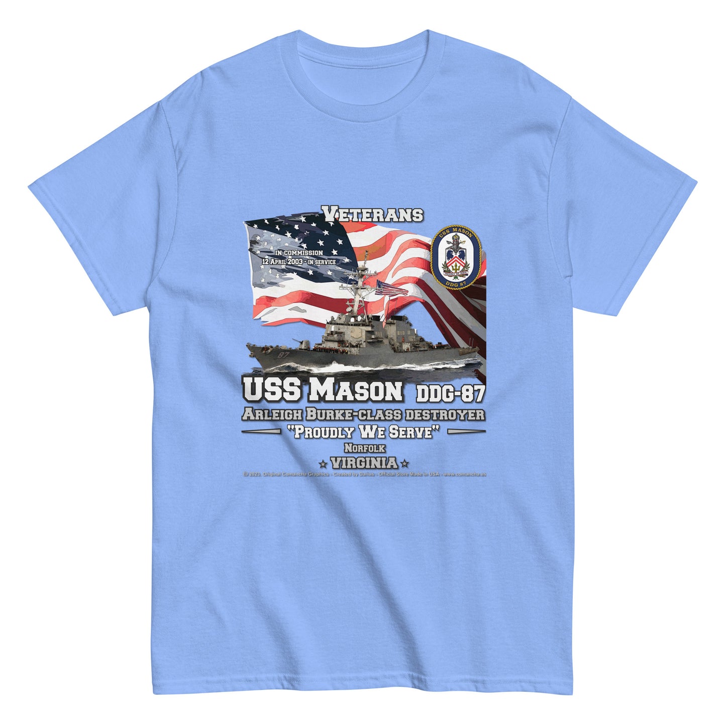 USS MASON DDG-87 Destroyer Veterans Classic T-Shirts, Arleigh Burke-Class Destroyer T-shirt,