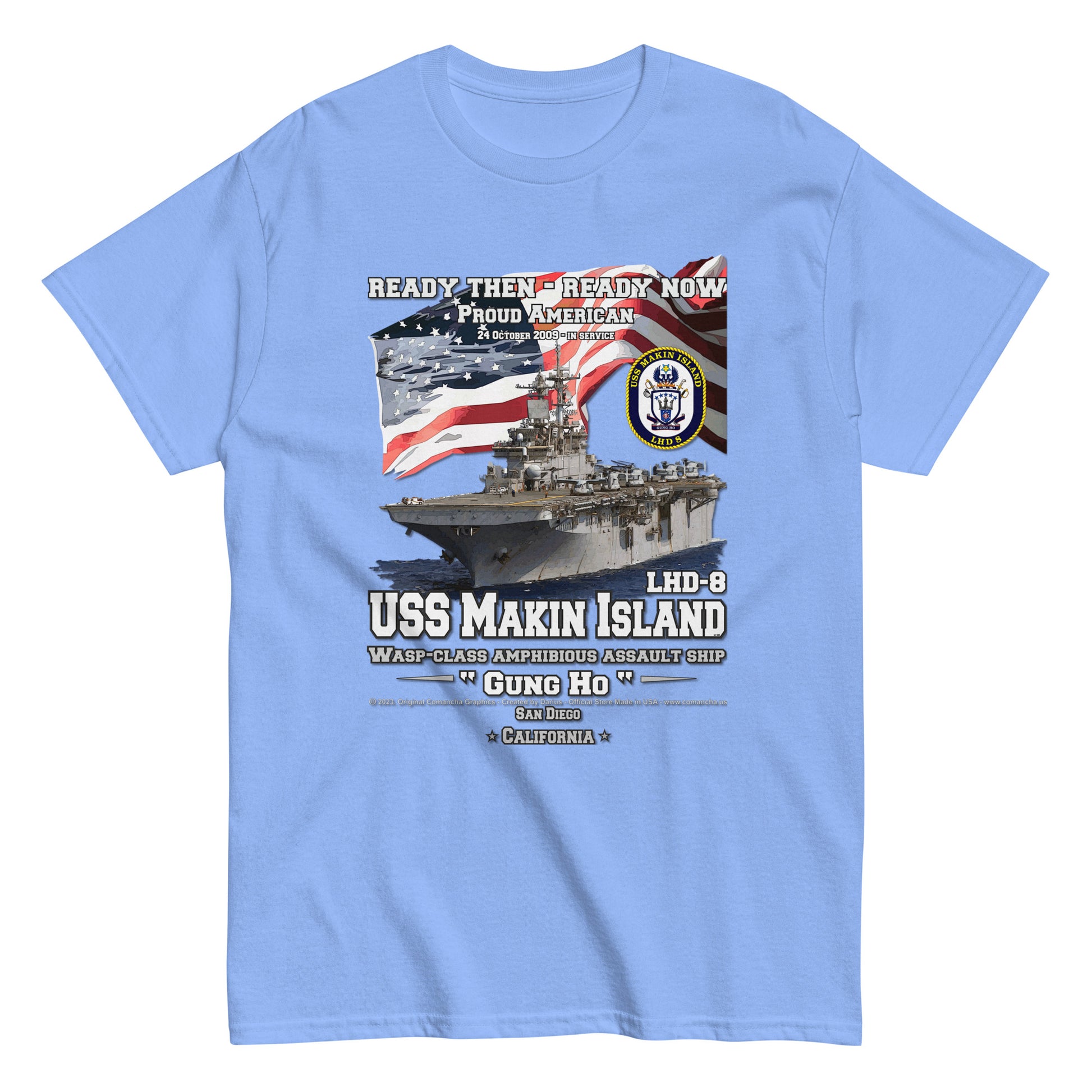 USS MAKIN ISLAND LHD-8 Amphibious Assault Ship Veterans Classic T-Shirts, Wasp-Class Ship Navy Veterans T-shirt,