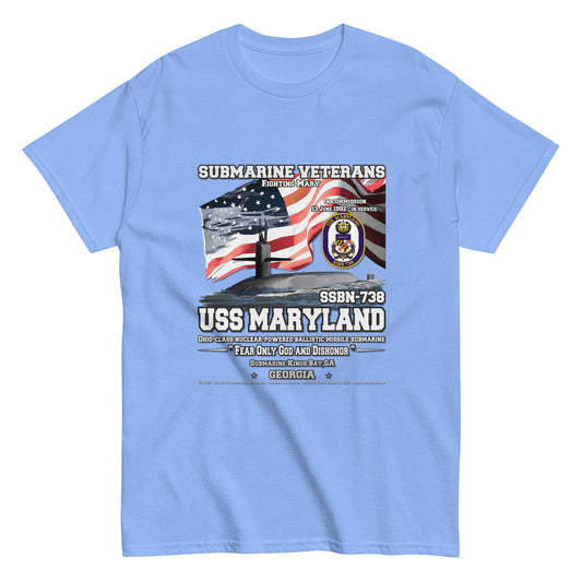 USS MARYLAND SSBN-738 Submarine Veterans Classic T-Shirts, USS MARYLAND SSBN-738 Veterans T-Shirts,