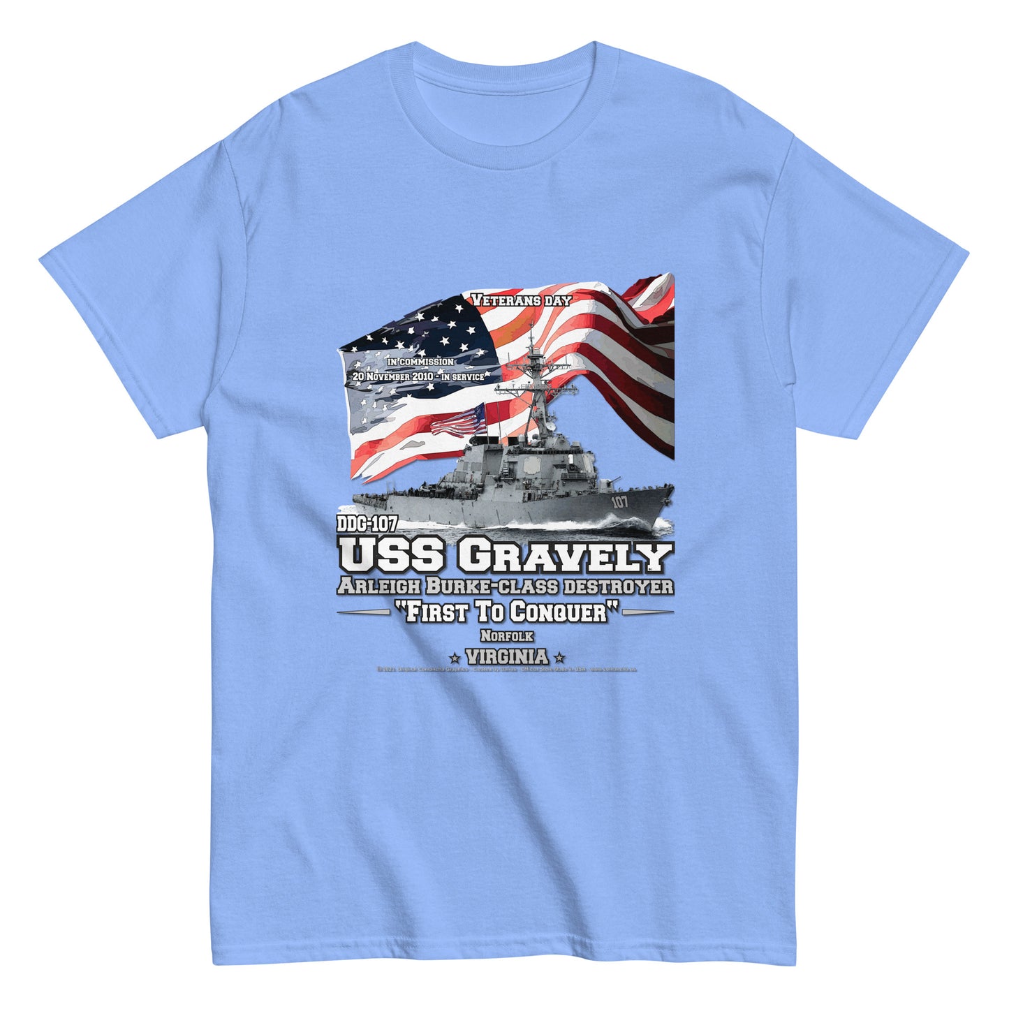 USS GRAVELY DDG-107 tee, USS GRAVELY DDG-107 Veterans tee,USS GRAVELY DDG-107 Destroyer Veterans Classic Tee, Comancha tees Store,