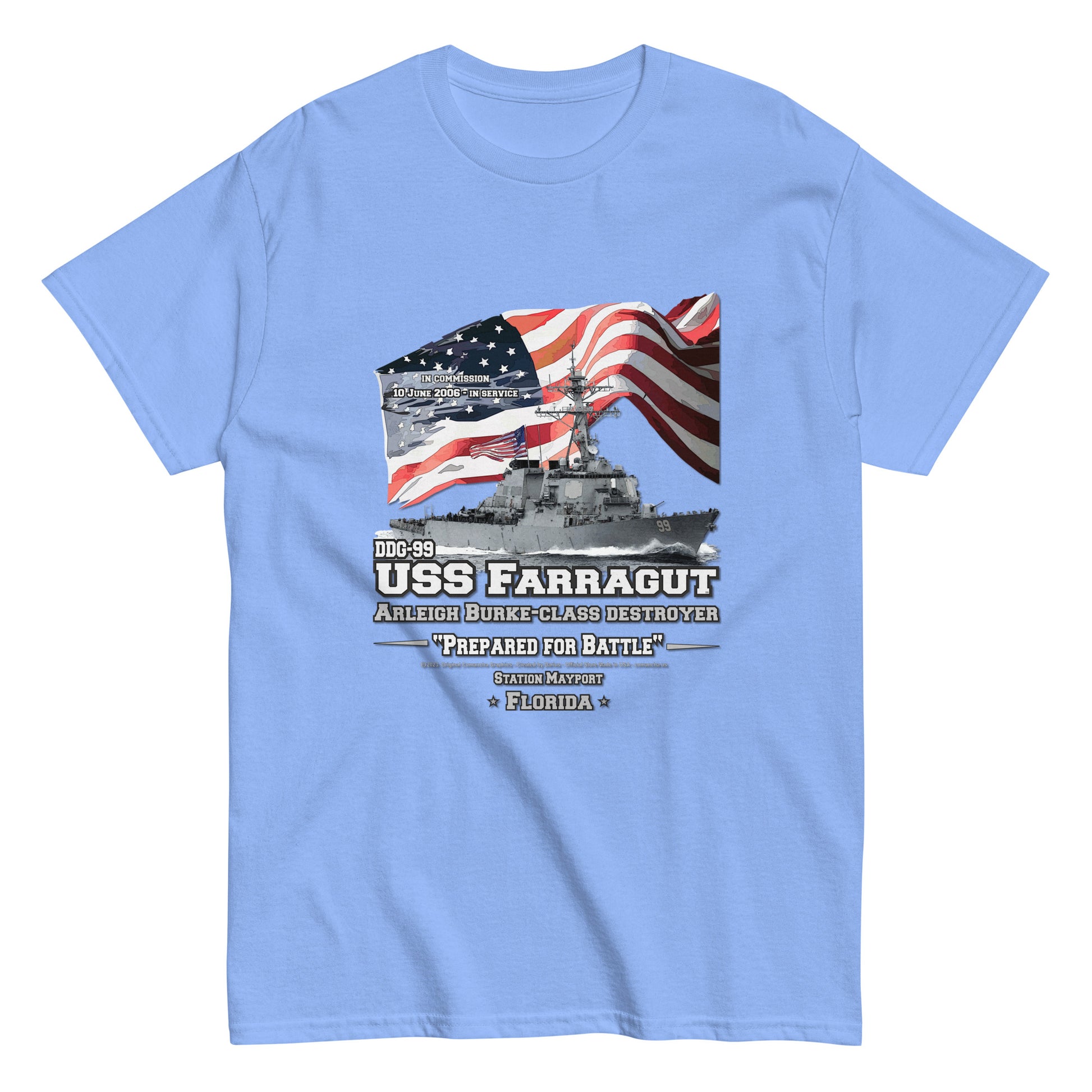 USS FARRAGUT tee, USS FARRAGUT veterans tee,USS FARRAGUT DDG-99 Destroyer Veterans Classic Tee, Comancha T-shirts Store,