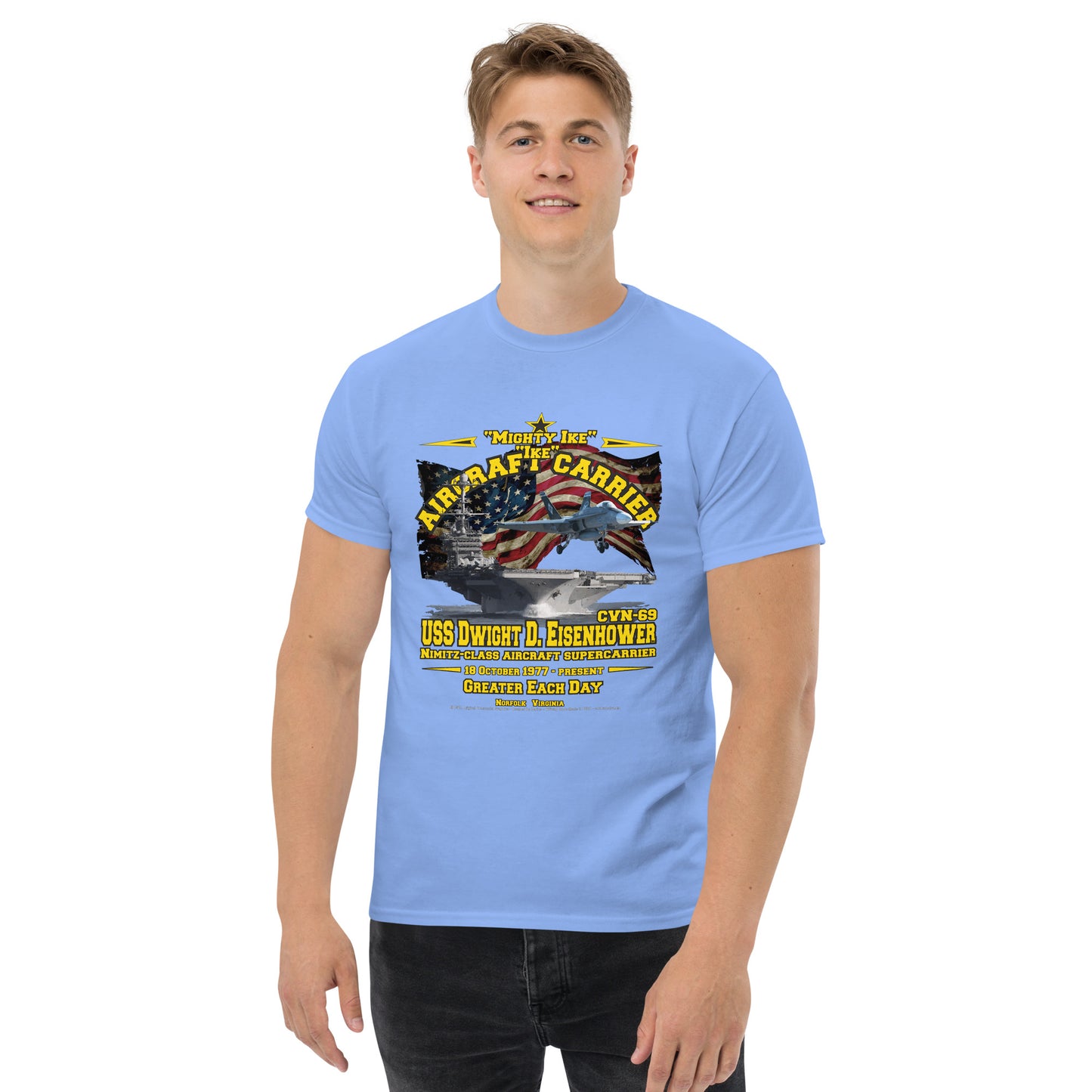 USS DWIGHT EISENHOWER t-shirt, USS DWIGHT EISENHOWER Veterans tee,USS DWIGHT EISENHOWER CVN-69 Aircraft Carrier Veterans Classic Tee, Comancha Online Store,