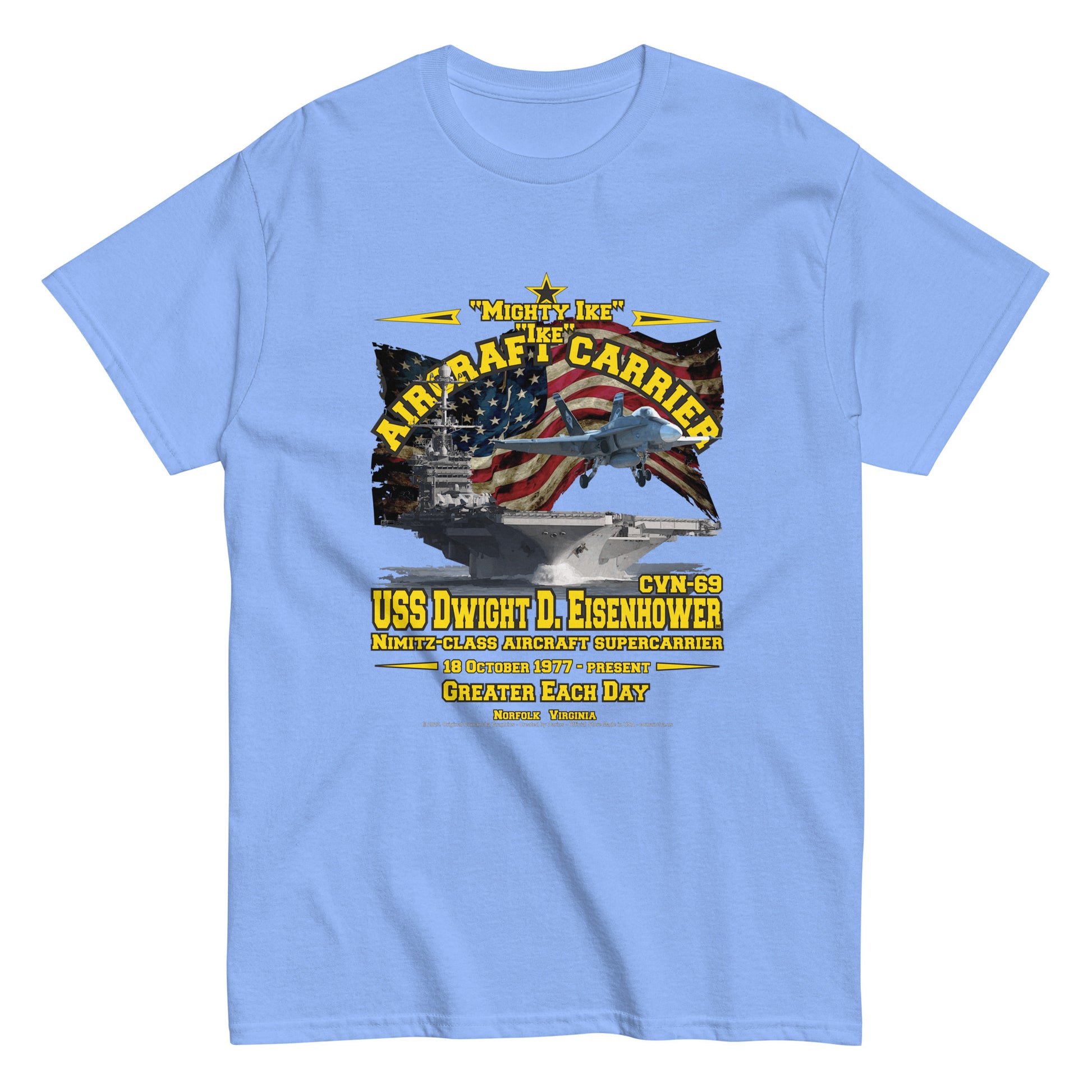 USS DWIGHT EISENHOWER t-shirt, USS DWIGHT EISENHOWER Veterans tee,USS DWIGHT EISENHOWER CVN-69 Aircraft Carrier Veterans Classic Tee, Comancha Online Store,