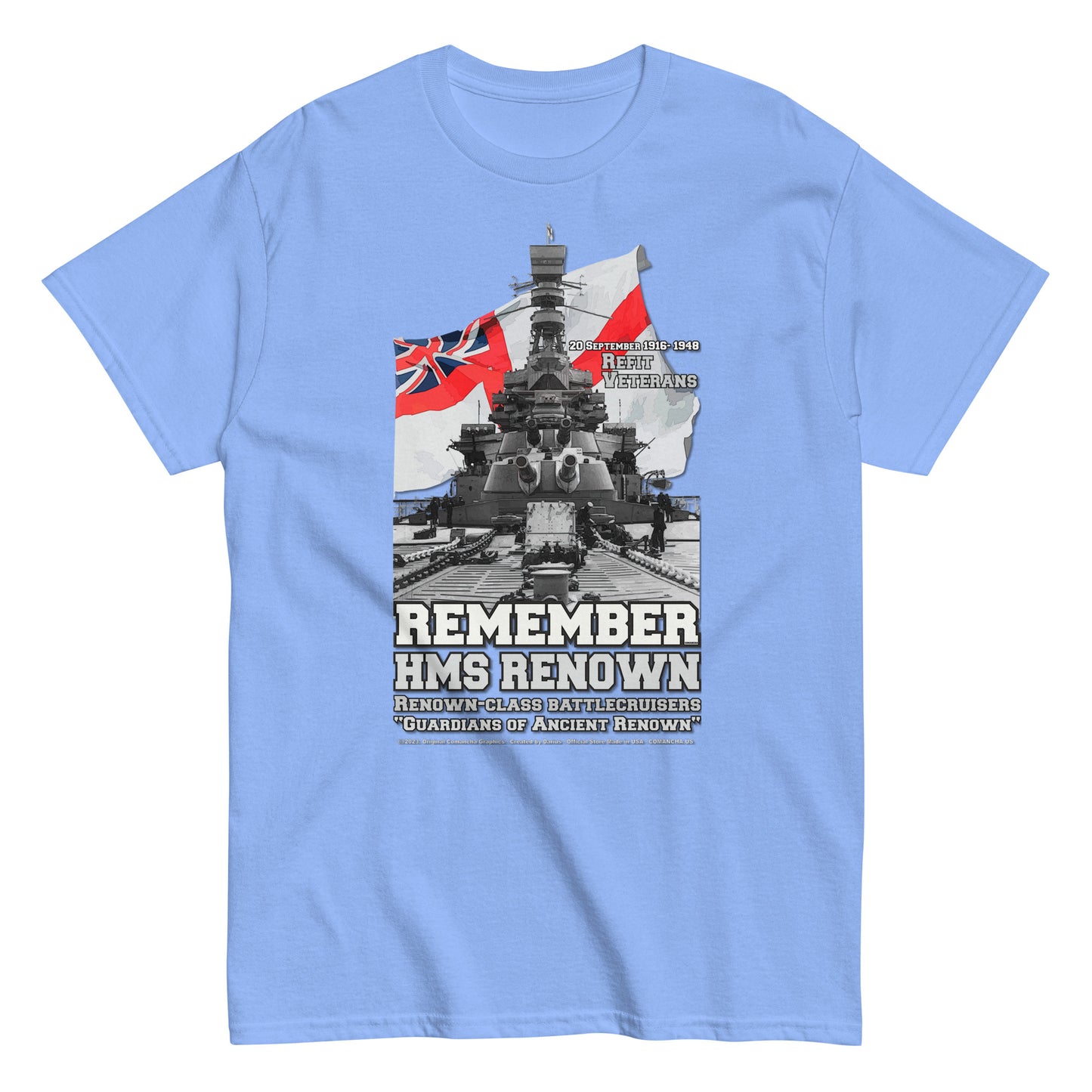 HMS RENOWN t-shirt, HMS RENOWN Cruiser tee, HMS RENOWN veterans tee,HMS RENOWN Royal Navy Battlecruiser T-Shirt, HMS RENOWN Royal Navy T-Shirt, comancha Online shop,