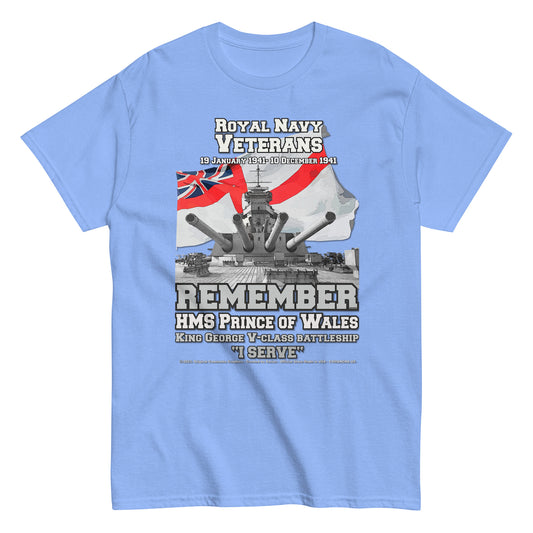 HMS PRINCE OF WALES Royal Navy Battleship T-Shirt, HMS PRINCE OF WALES T-Shirt, HMS PRINCE OF WALES  veterans tee, HMS PRINCE OF WALES  royal navy tee, comancha tees,