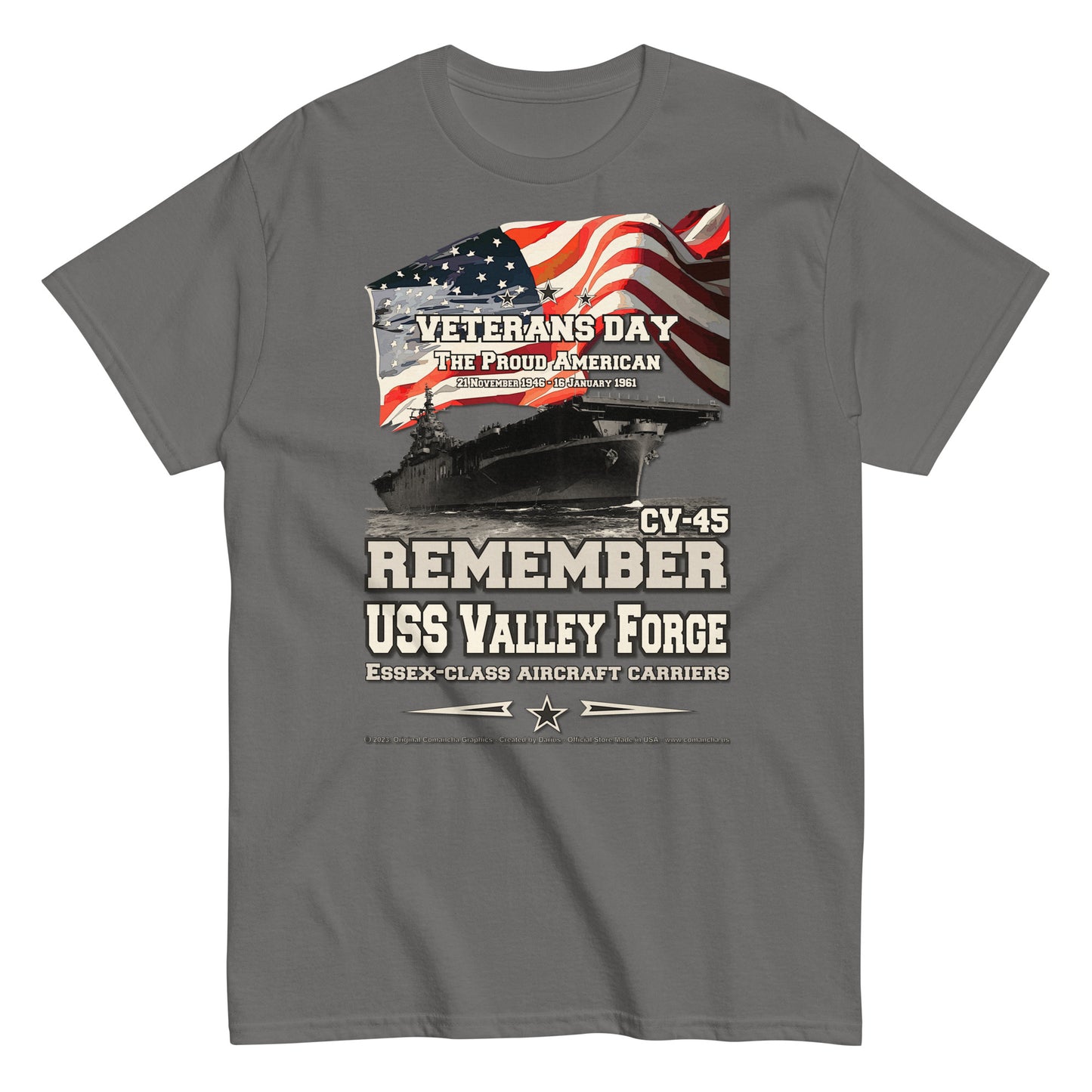 USS VALLEY FORGE CV-45 Aircraft Carrier T-shirt, Comancha T-shirt,