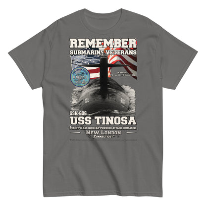 USS TINOSA SSN-606 Attack submarine Veterans T-shirt, Comancha design,