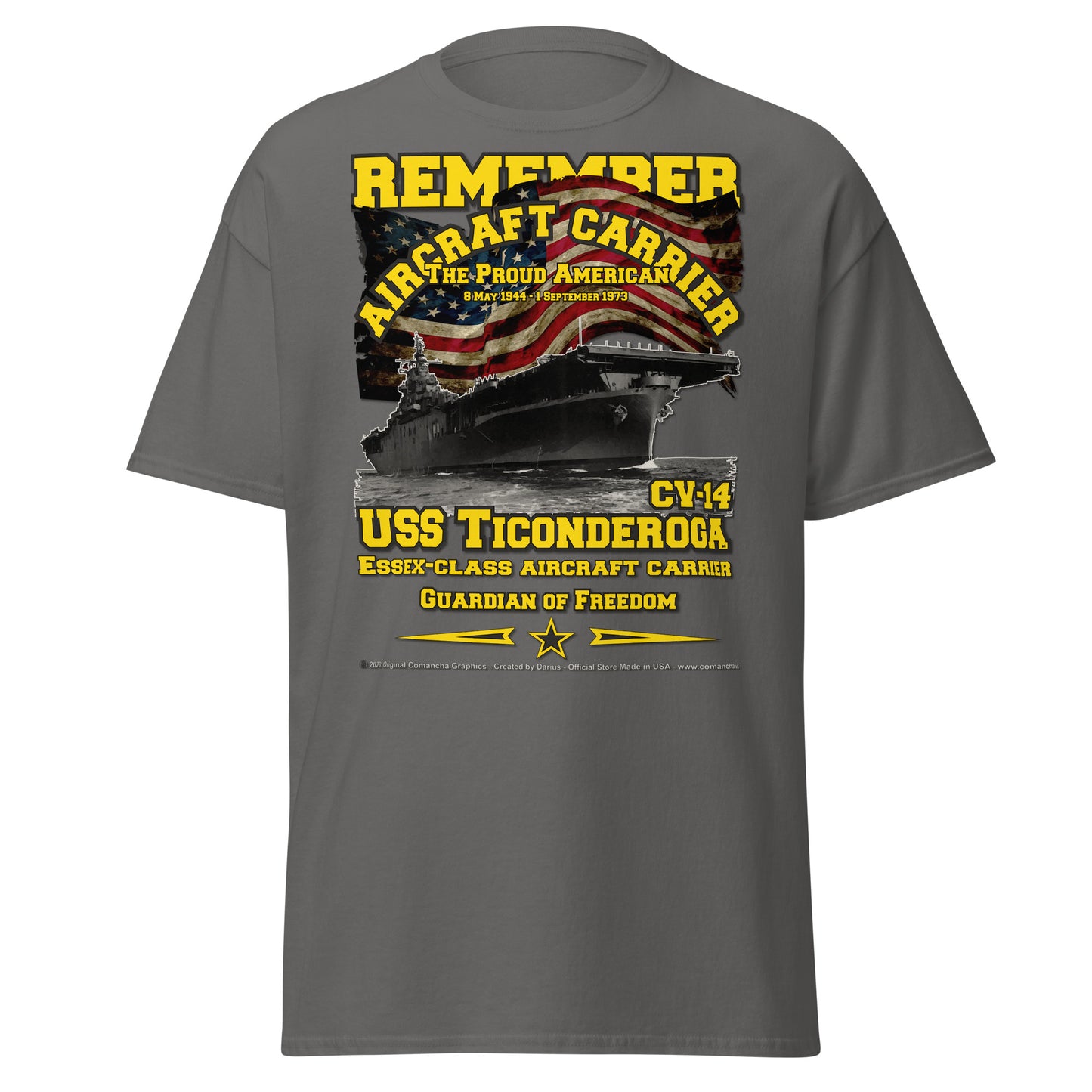 USS TICONDEROGA CV-14 Aircraft Carrier Veterans tee, Comancha T-Shirts,