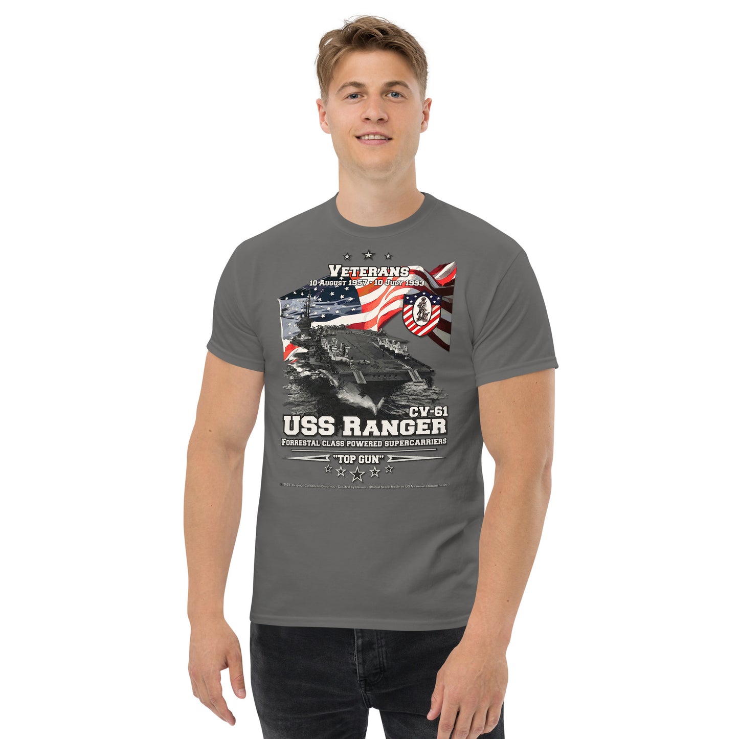 USS RANGER CV-61 Aircraft Carrier Veterans classic T-shirt, Comancha T-Shirts,