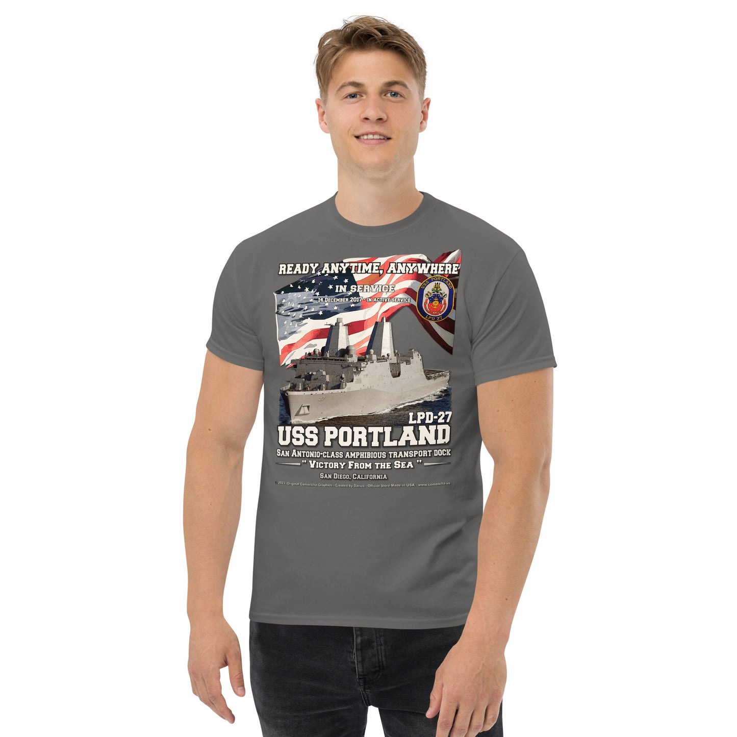 USS PORTLAND LPD-27 Amphibious Transport Dock Veterans Classic T-Shirt, Comancha Navy T-Shirts,