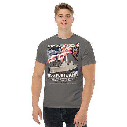 USS PORTLAND LPD-27 Amphibious Transport Dock Veterans Classic T-Shirt, Comancha Navy T-Shirts,