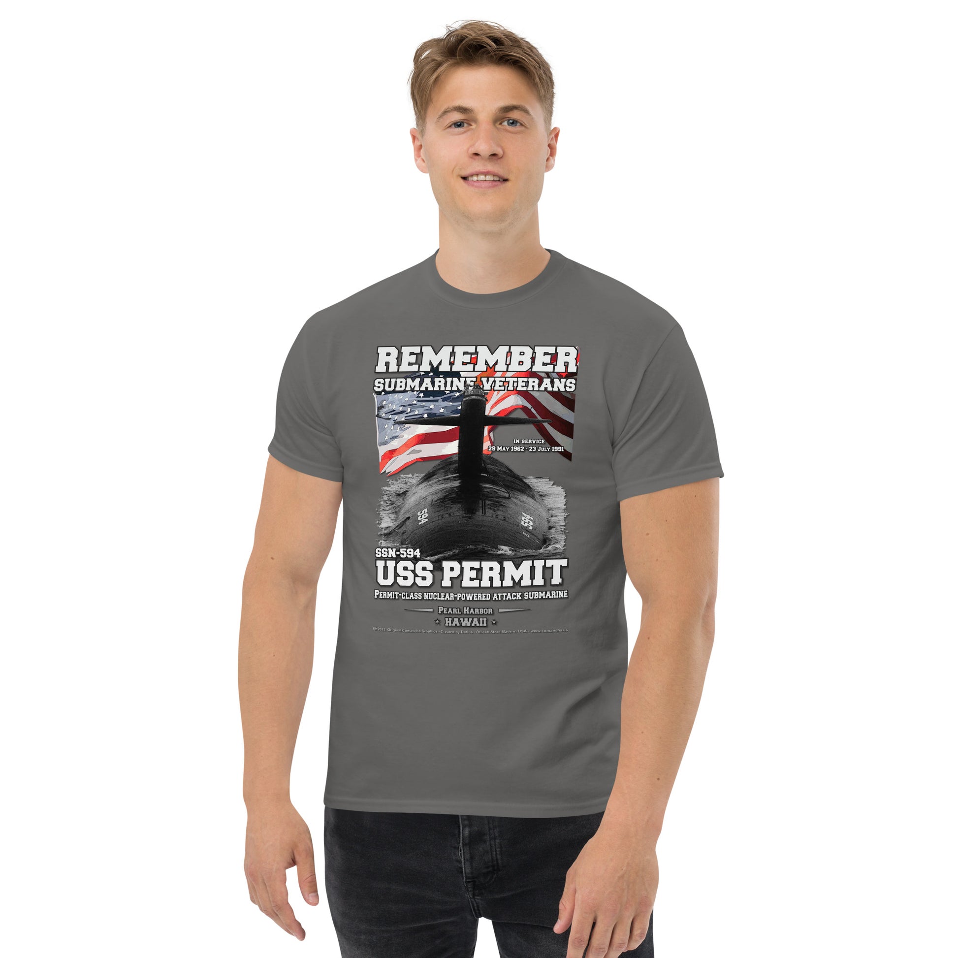 USS PERMIT SSN-594 Submarine Veterans Classic T-Shirt, Comancha T-shirts,