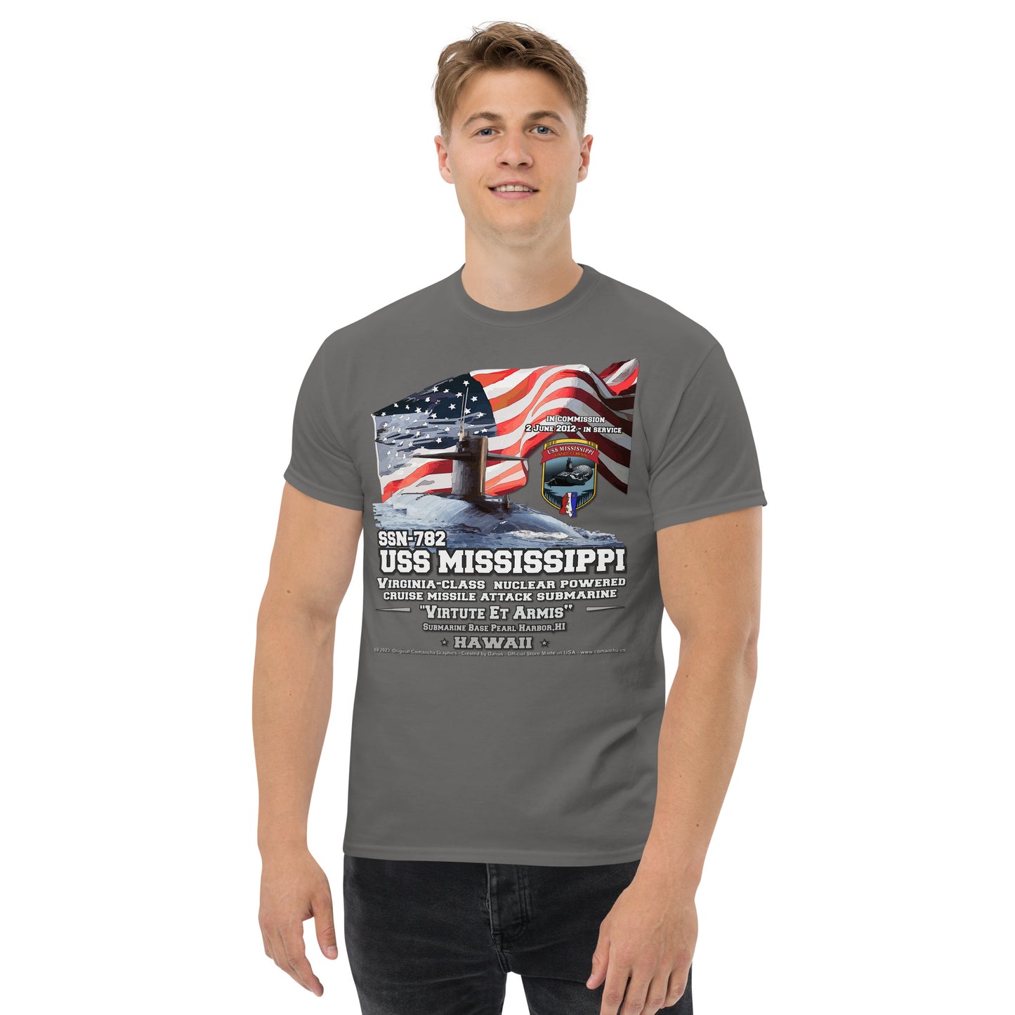 USS MISSISSIPPI SSN-782 Submarine Veterans T-Shirt, Comancha Navy Veterans T-shirts, 