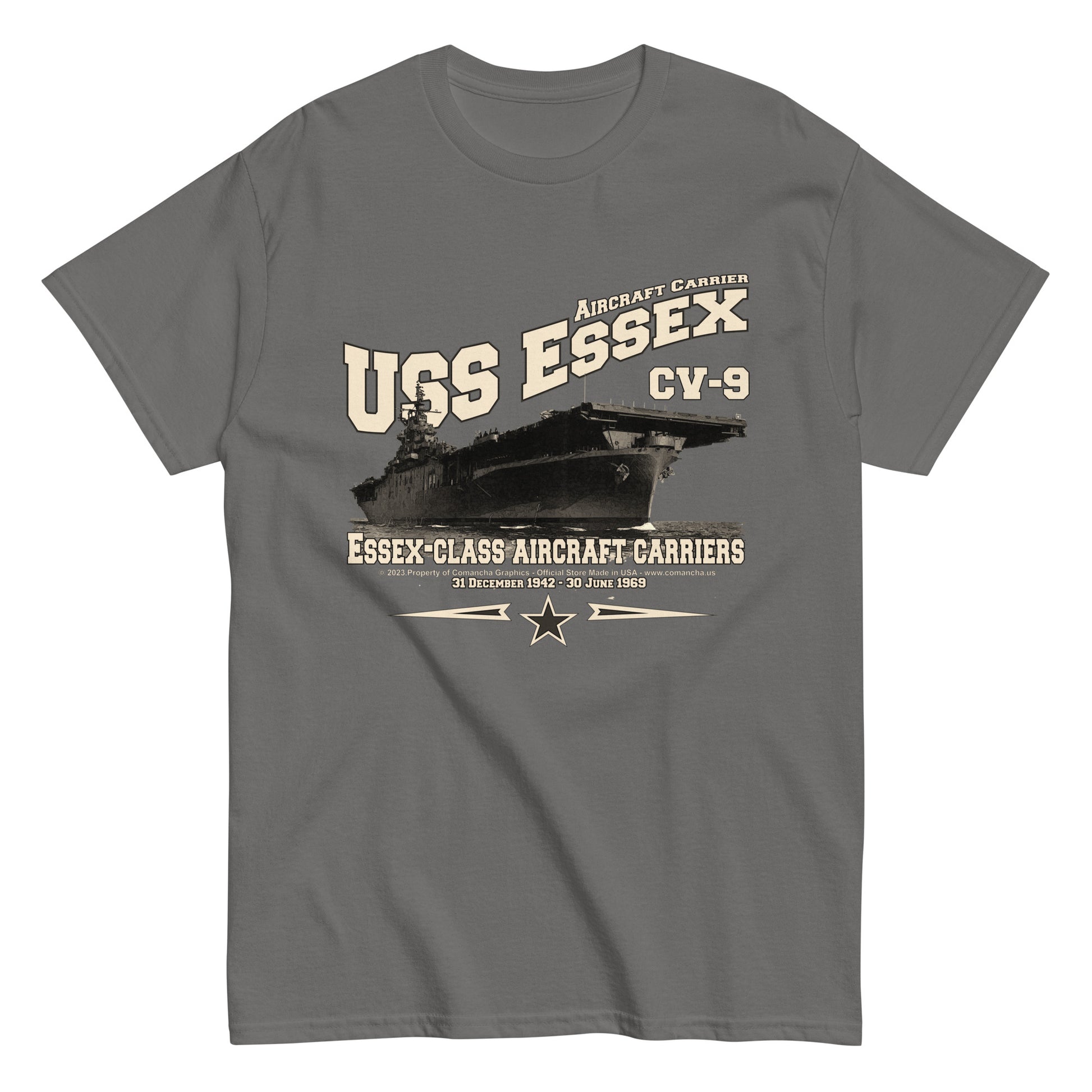 USS ESSEX CV-9 T-Shirt, USS ESSEX CV-9 aircraft carrier T-shirt, US Navy Veterans t-shirt,Comancha Graphics,