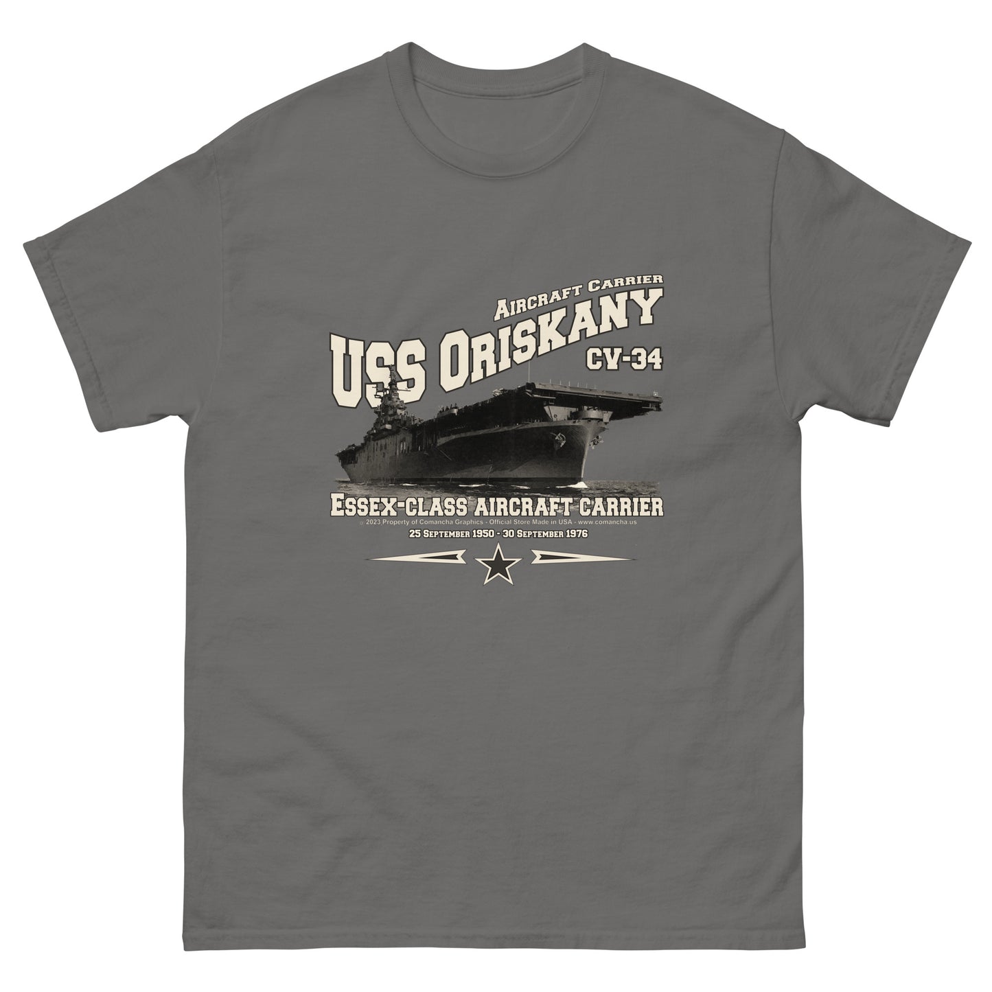 USS ORISKANY t-shirt, US Navy tee,USS ORISKANY CV-34 tee,aircraft carrier veterans T-shirt, Property Comancha Graphics,