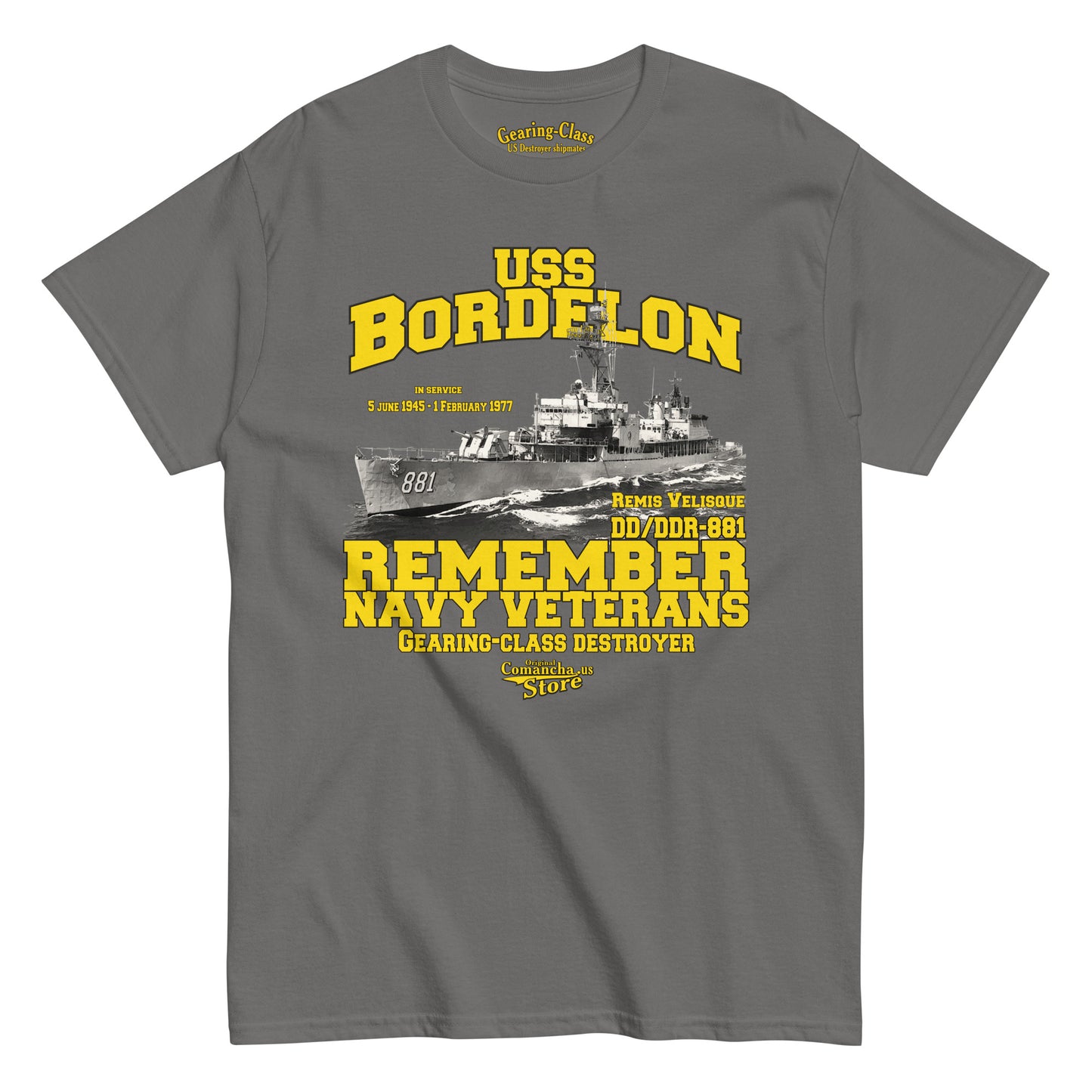 USS Bordelon DD/DDR-881 Destroyer T-shirt,