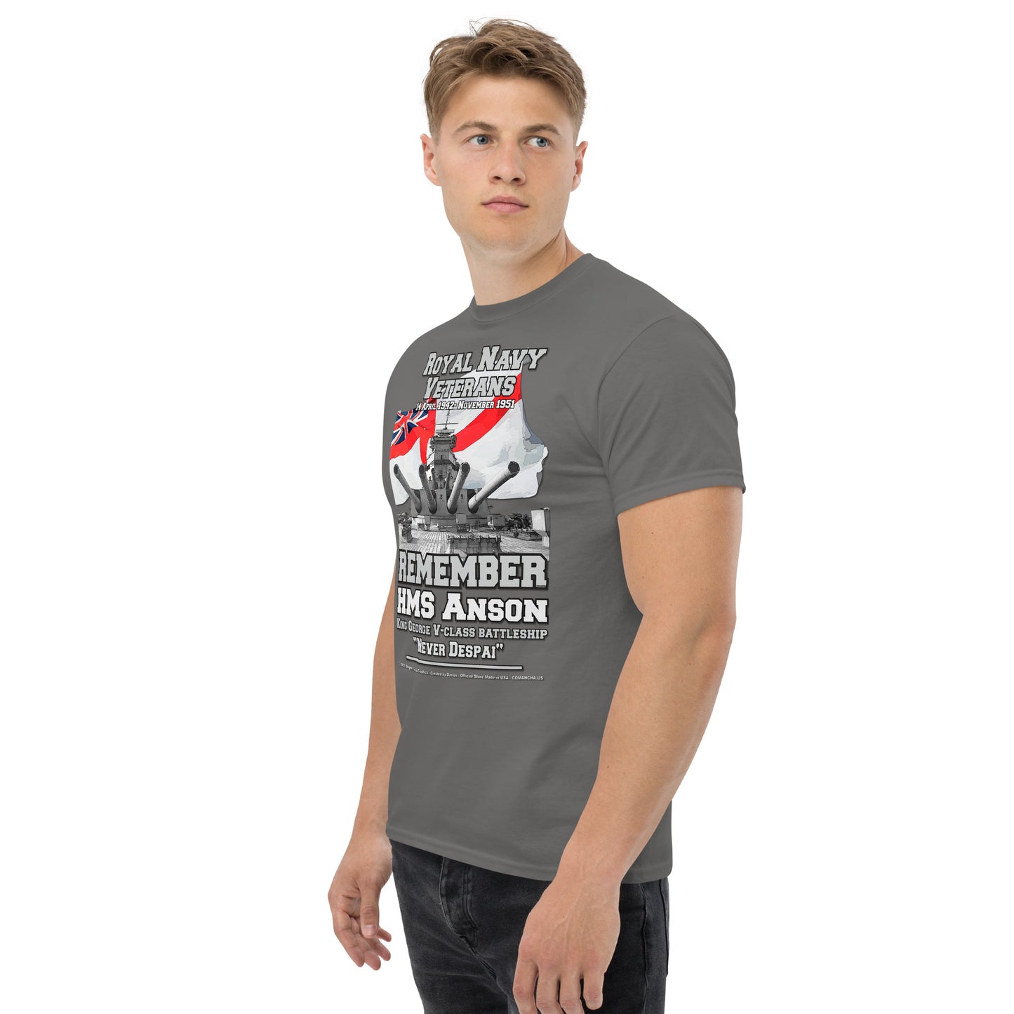 HMS ANSON tee, HMS ANSON Navy T-shirt, HMS ANSON Battleship,HMS ANSON Battleship Royal Navy T-shirt, HMS ANSON T-shirt, Comancha T-shirt,