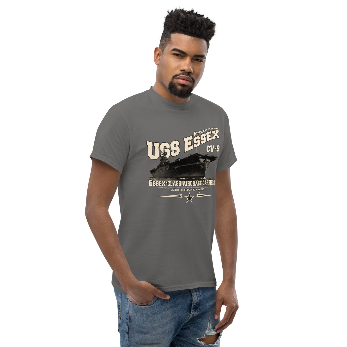 USS ESSEX CV-9 T-Shirt, USS ESSEX CV-9 aircraft carrier T-shirt, US Navy Veterans t-shirt,Comancha Graphics,