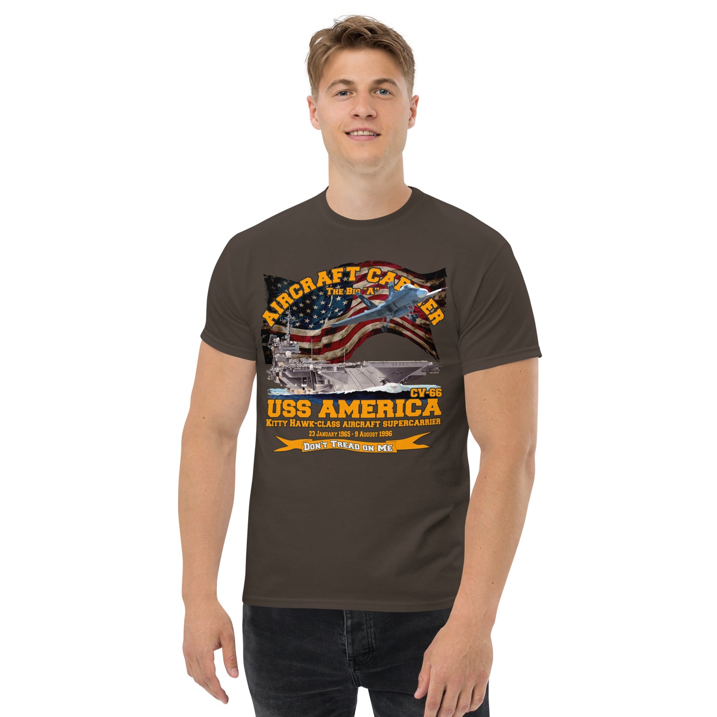 USS America CV-66 Aircraft Carrier, comancha t-shirt