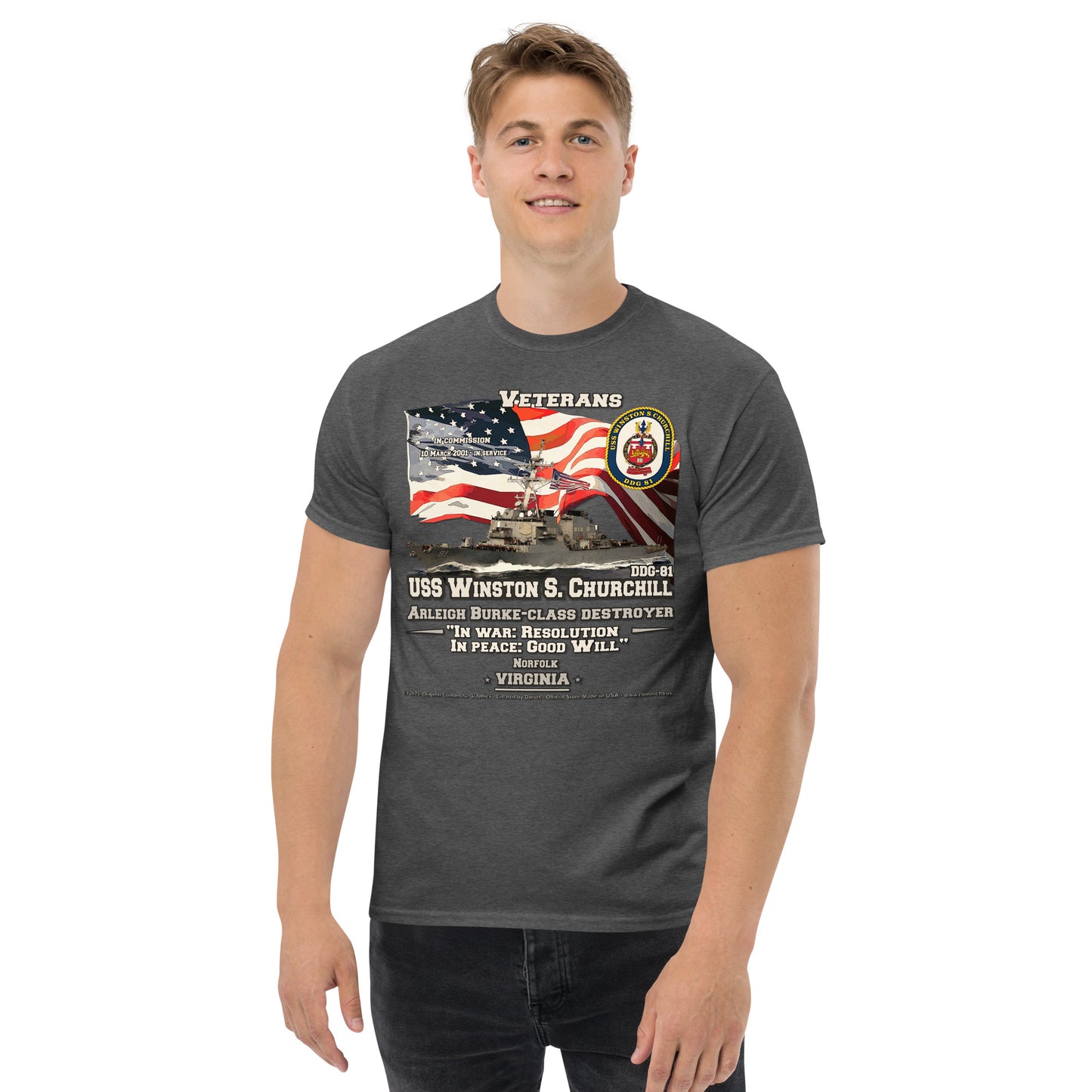 USS Winston Churchill DDG-81 Destroyer t-shirt