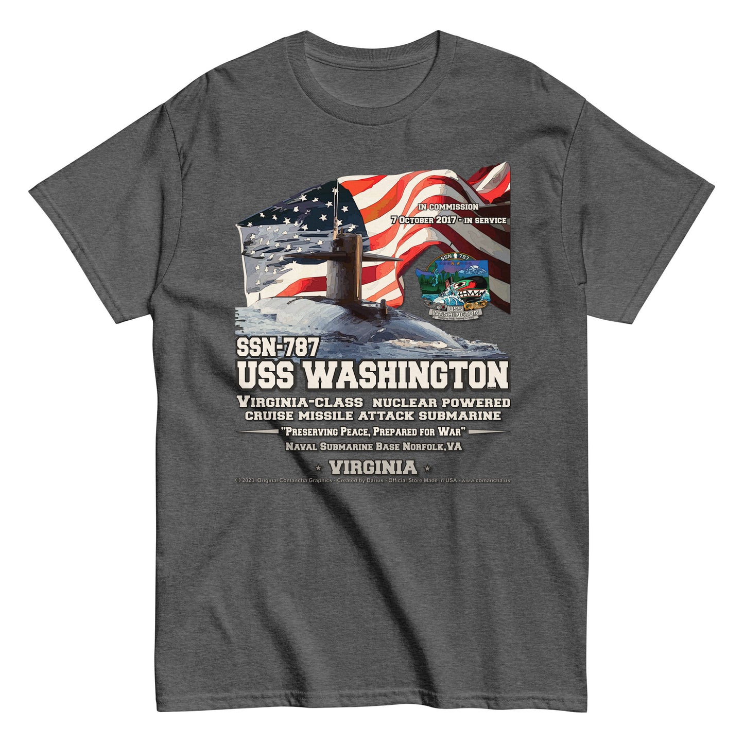 USS WASHINGTON SSN-787 Submarine T-shirt