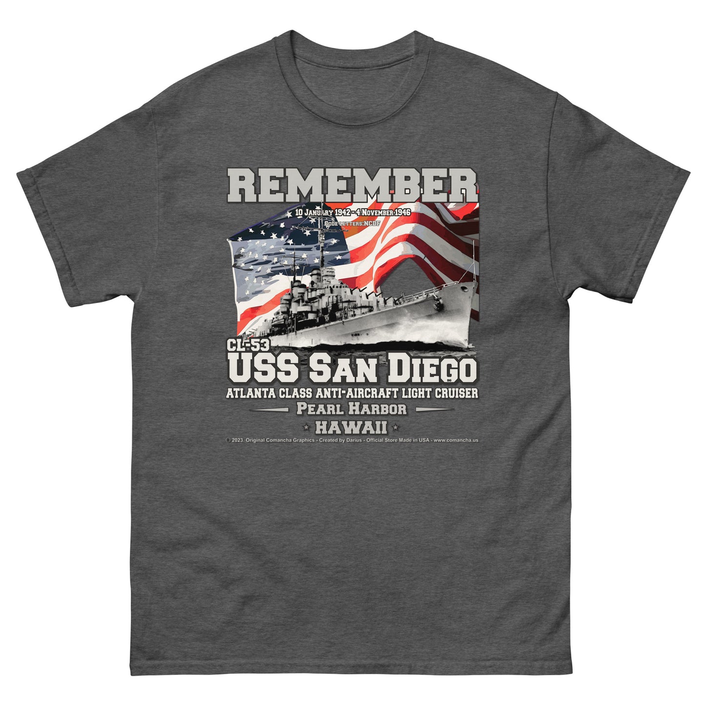 USS SAN DIEGO CL-53 Light Cruiser t-shirt