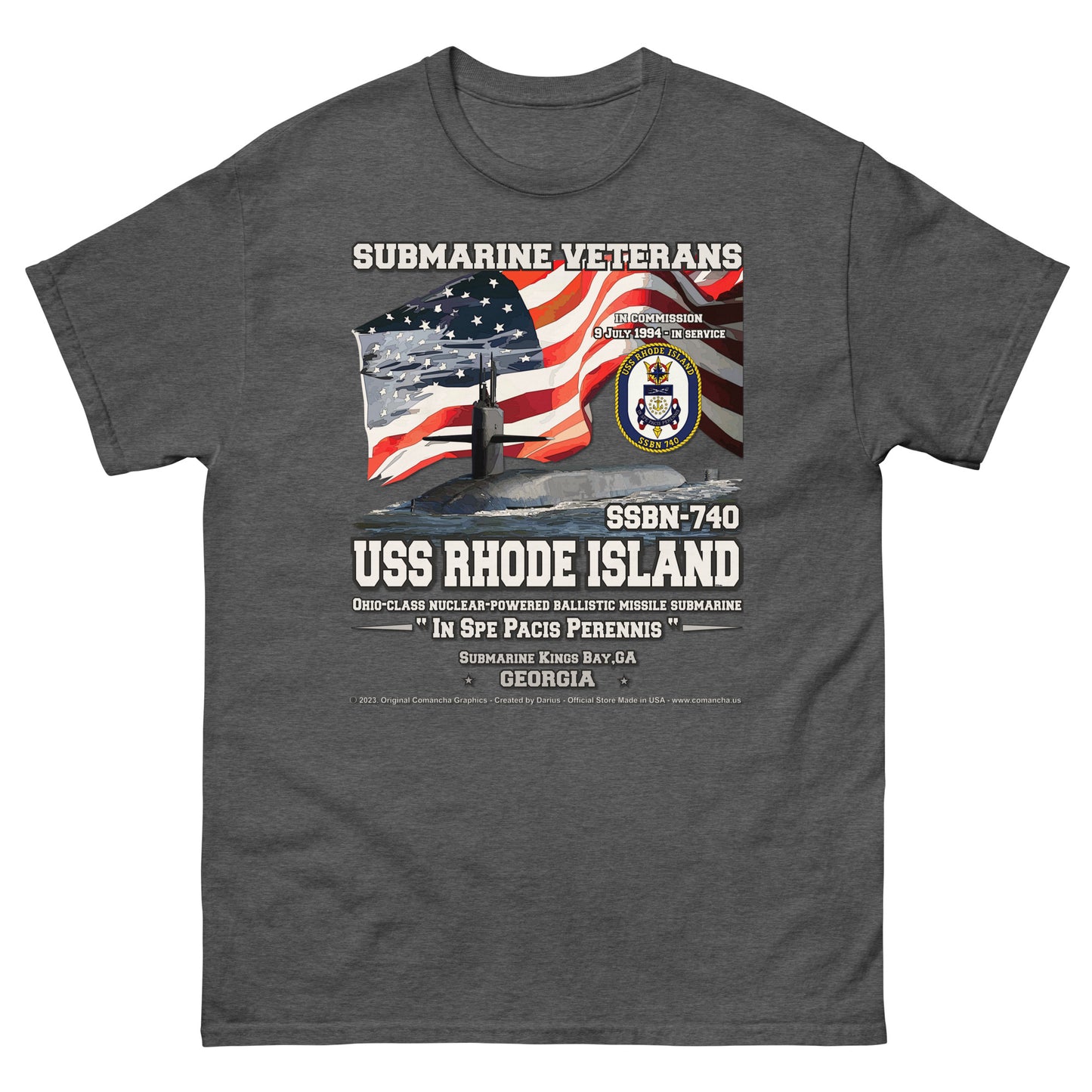 USS RHODE ISLAND SSBN-740 Submarine T-shirt