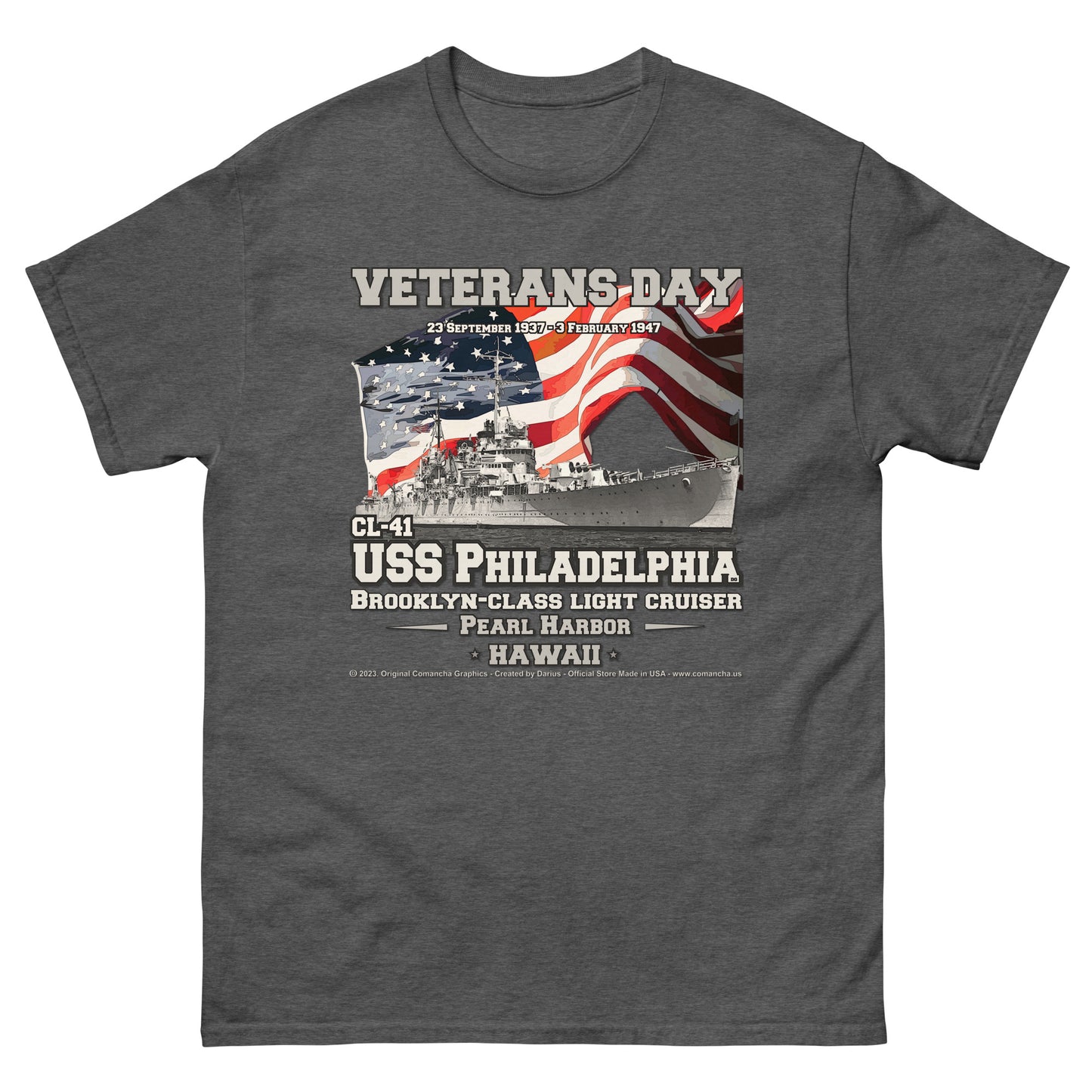 USS PHILADELPHIA CL-41 Light Cruiser Veterans Classic T-Shirt, Comancha t-shirts,