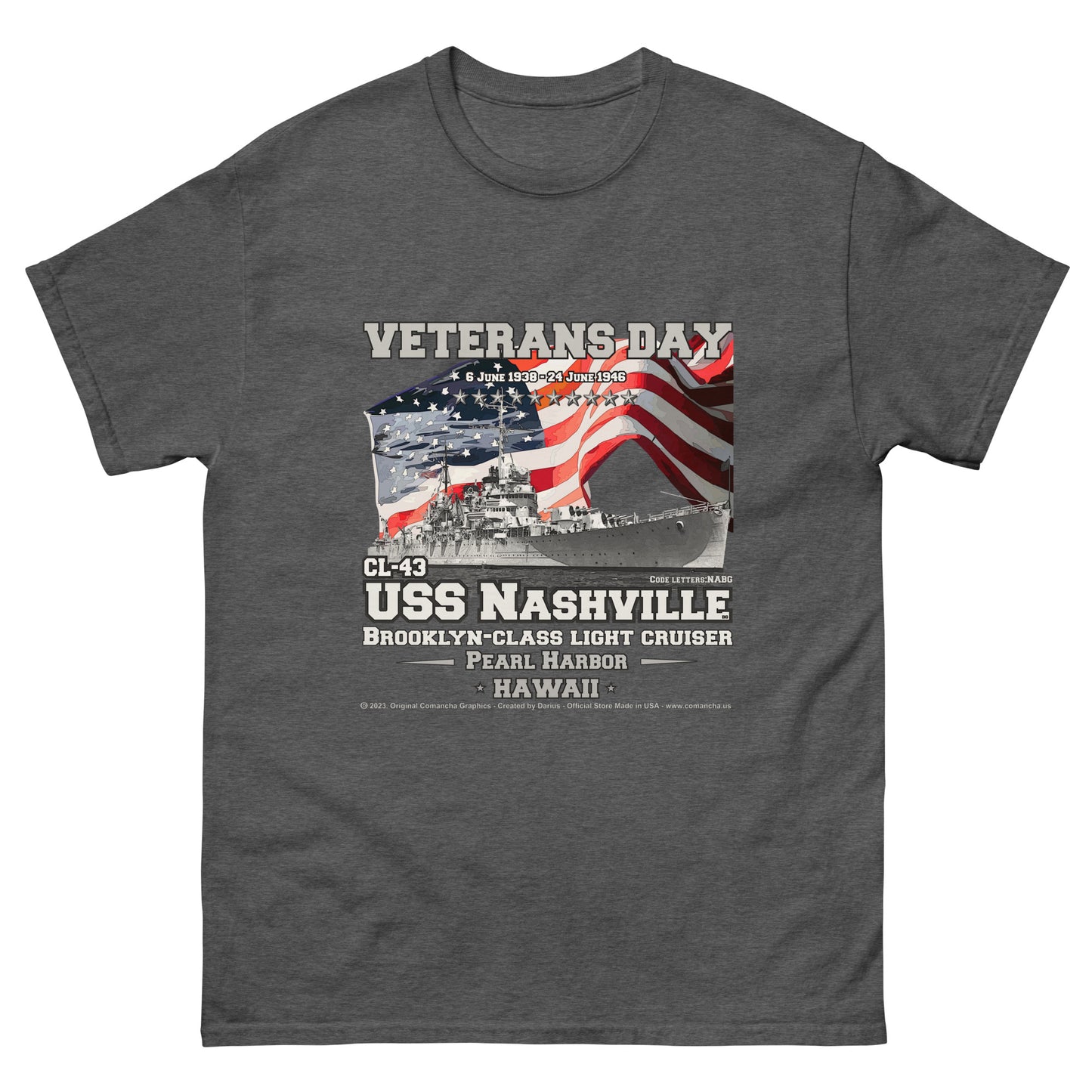 USS NASHVILLE CL-43 Cruiser t-shirt