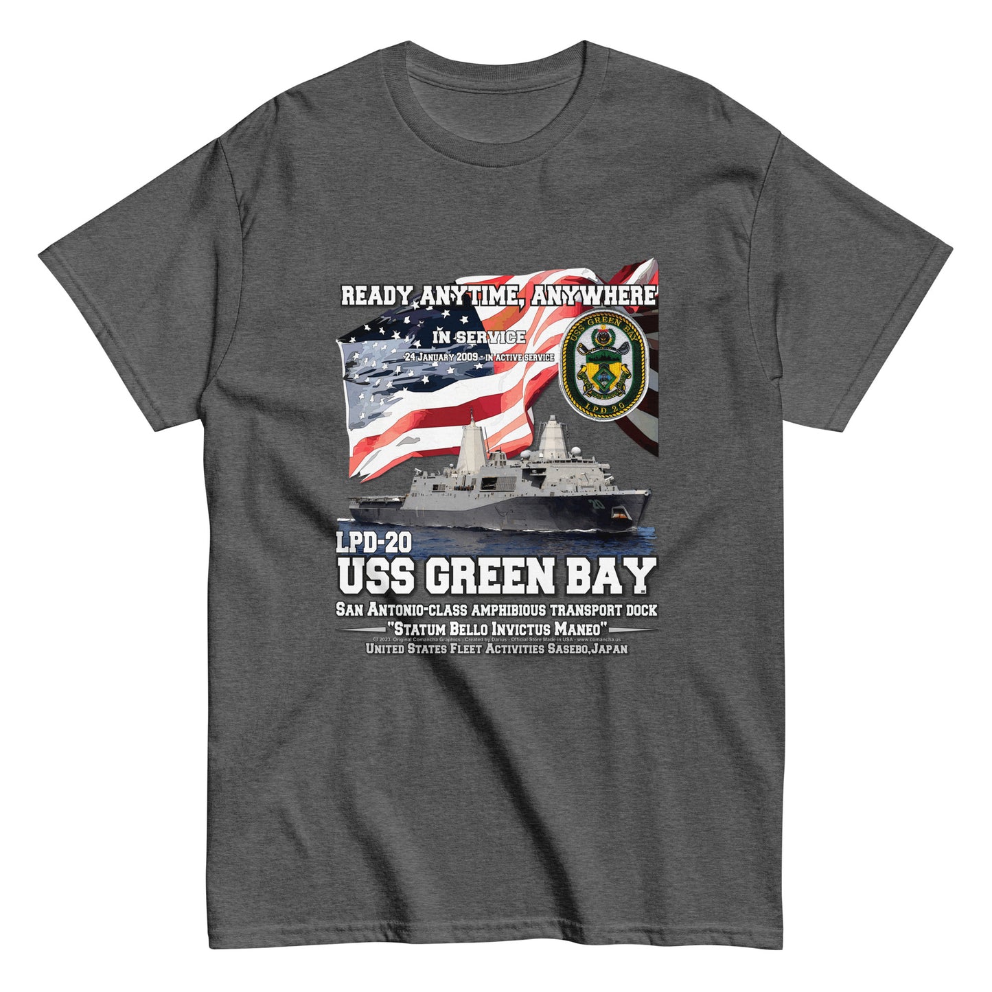 USS GREEN BAY LPD-20 tee, USS GREEN BAY LPD-20 veterans tees,USS GREEN BAY LPD-20 Amphibious Transport Dock Veterans Classic Tee, Comancha Tees,