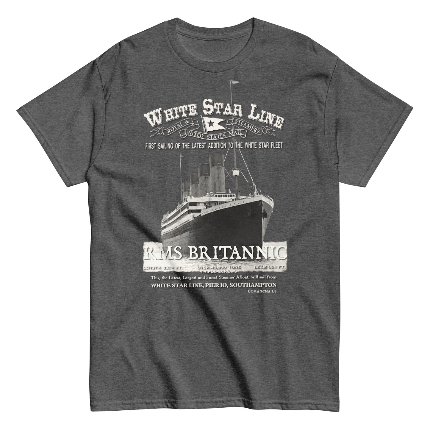 RMS Britannic T-shirt, RMS Britannic tee, White Star Ships, Comancha Graphics,