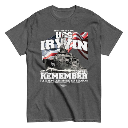 USS Irwin DD-794 Destroyer t-shirt