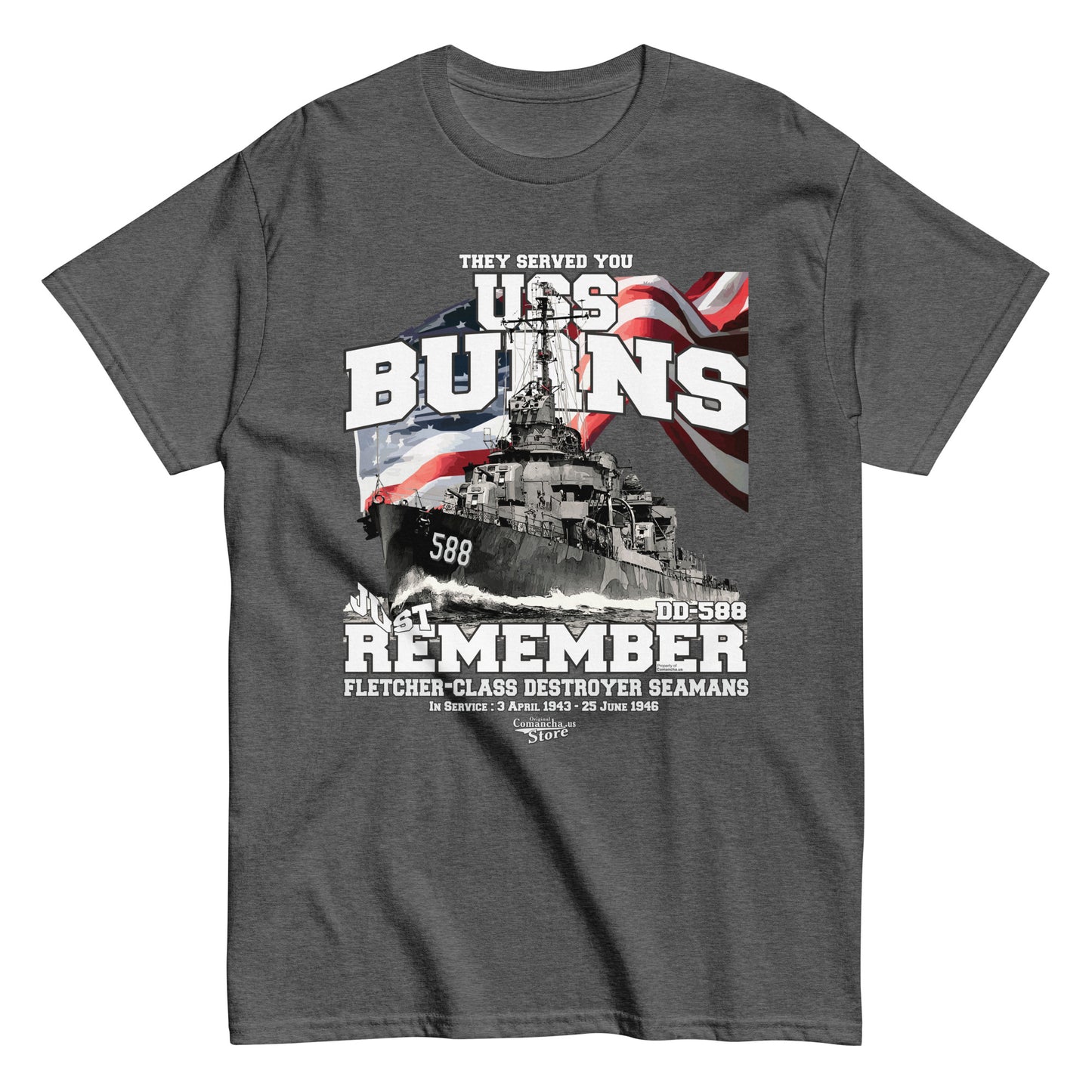 USS Burns DD-588 destroyer shipmates t-shirt