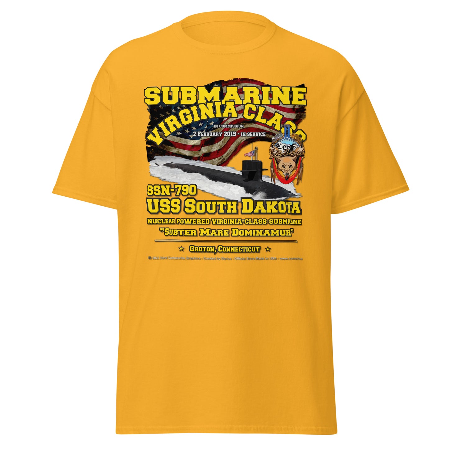 USS SOUTH DAKOTA SSN-790 Submarine Veterans T-shirt, Comancha Navy Tees,