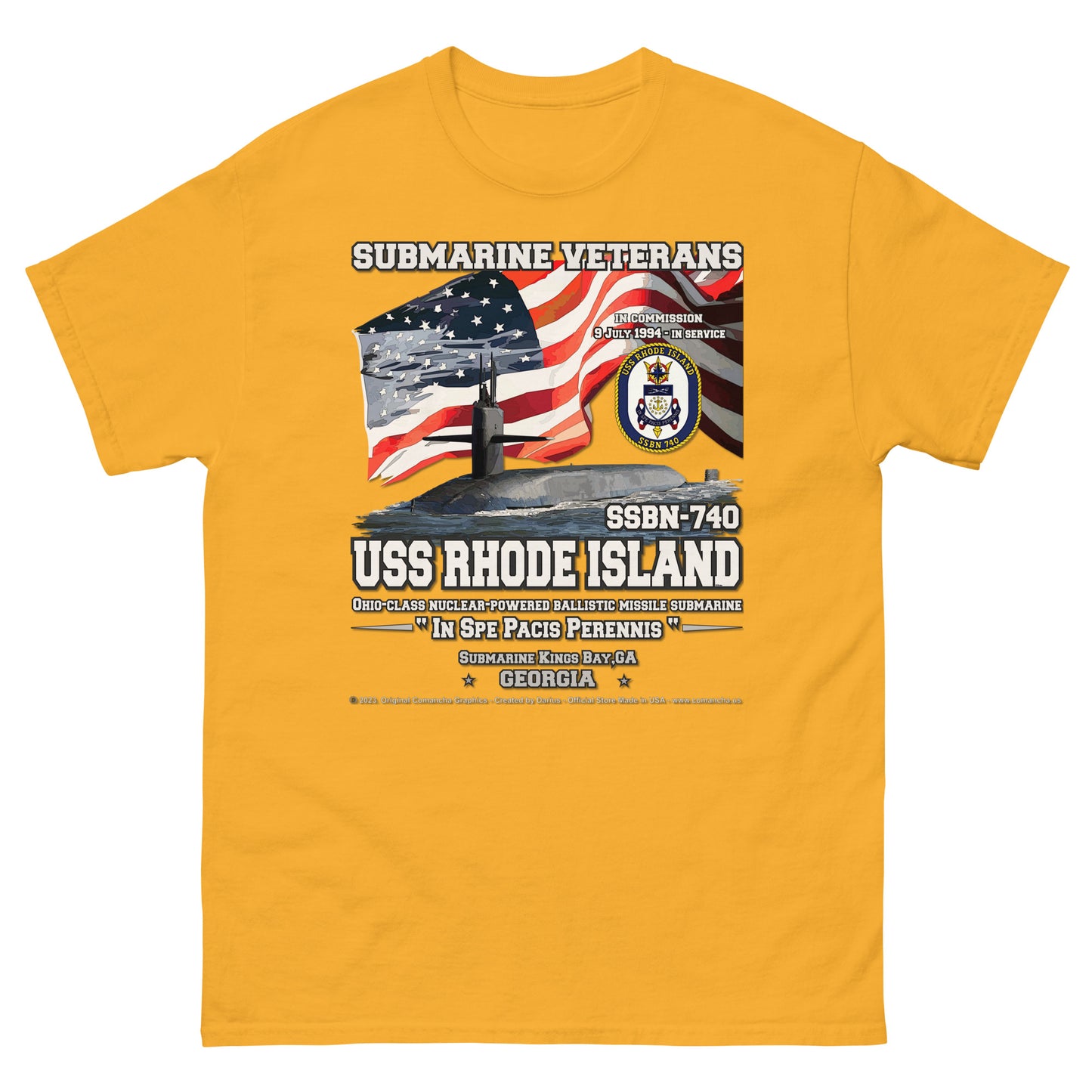 USS RHODE ISLAND SSBN-740 Submarine T-shirt