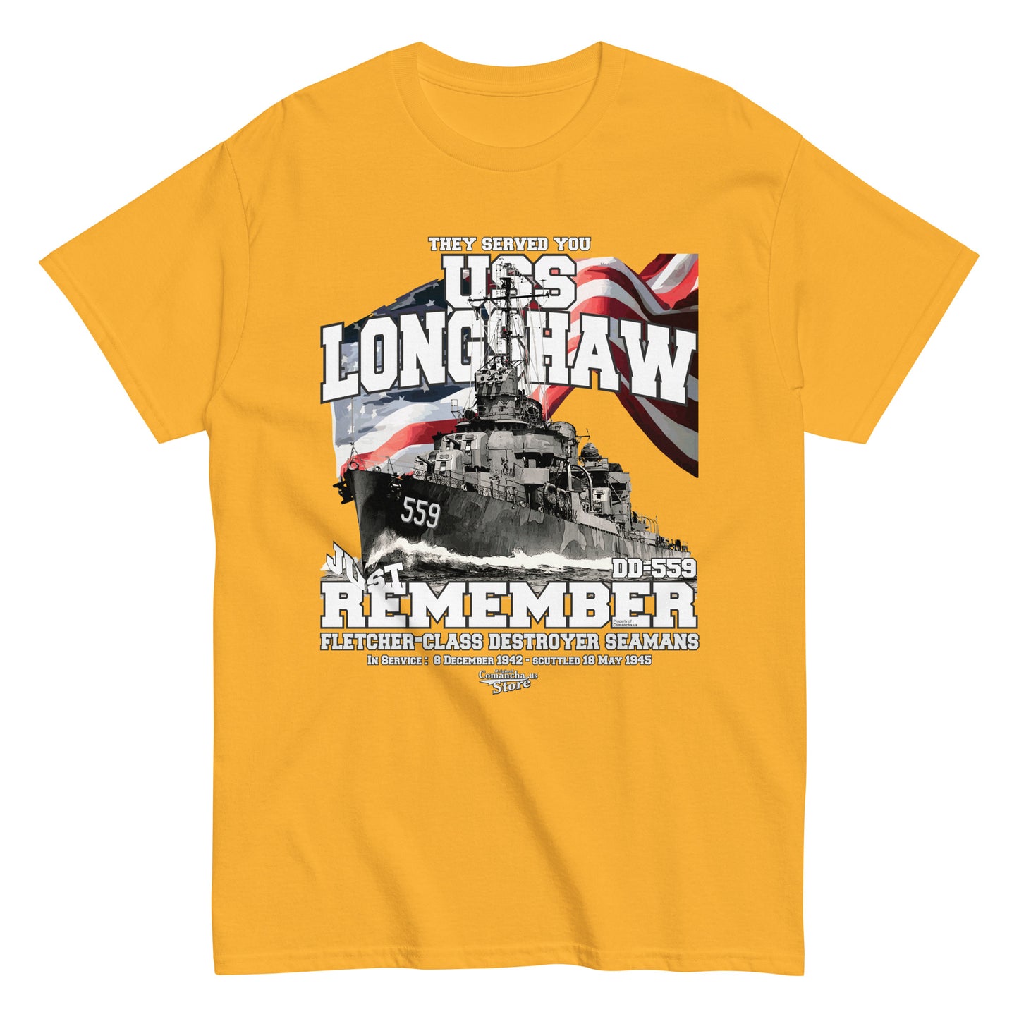 USS Longshaw DD-559 destroyer t-shirt