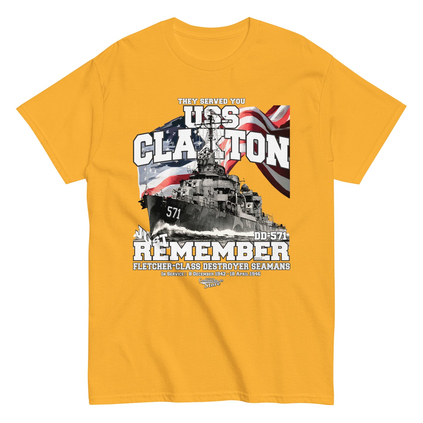 USS Claxton DD-571 destroyer t-shirt